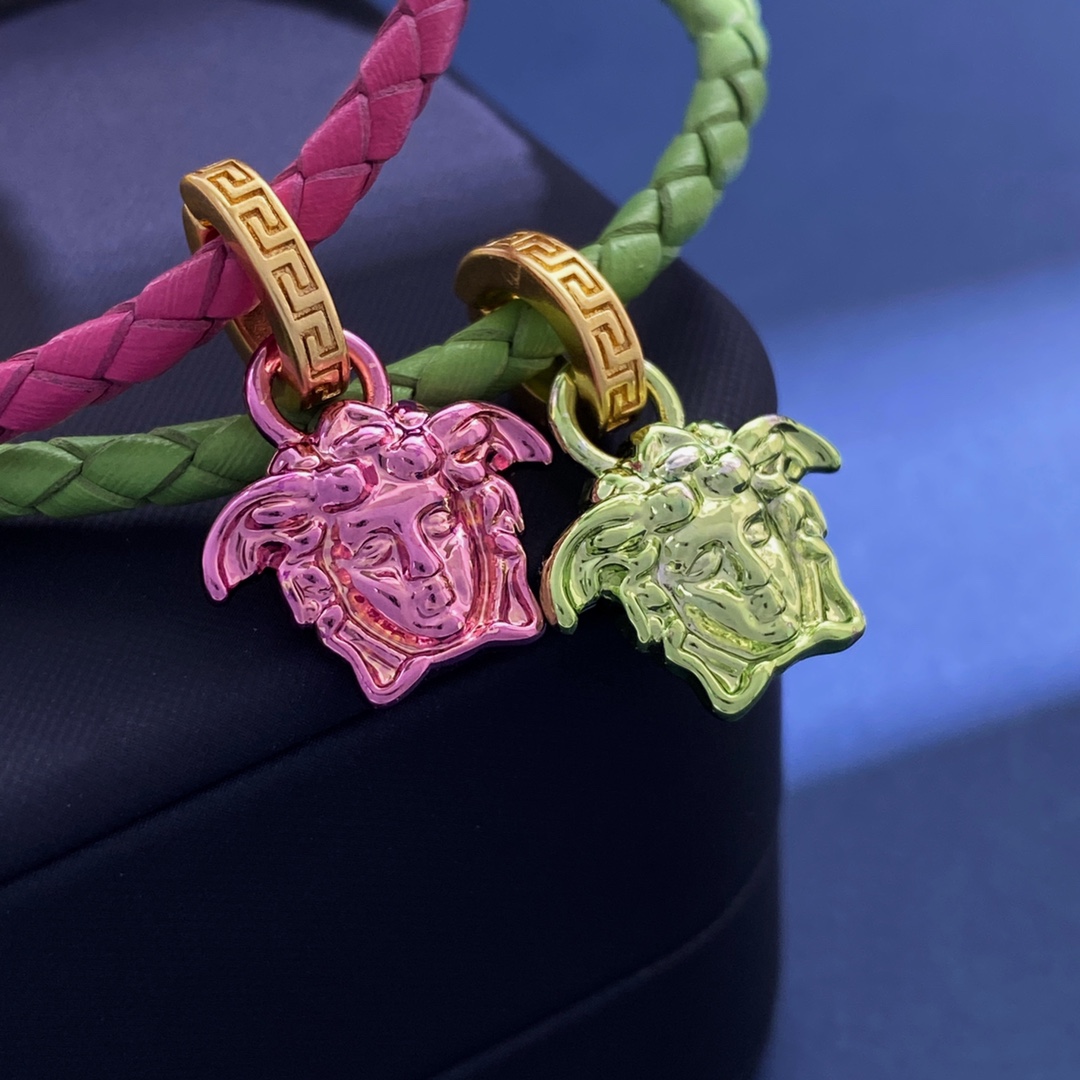 Versace Medusa Head Leather Bracelet - DopestKickz