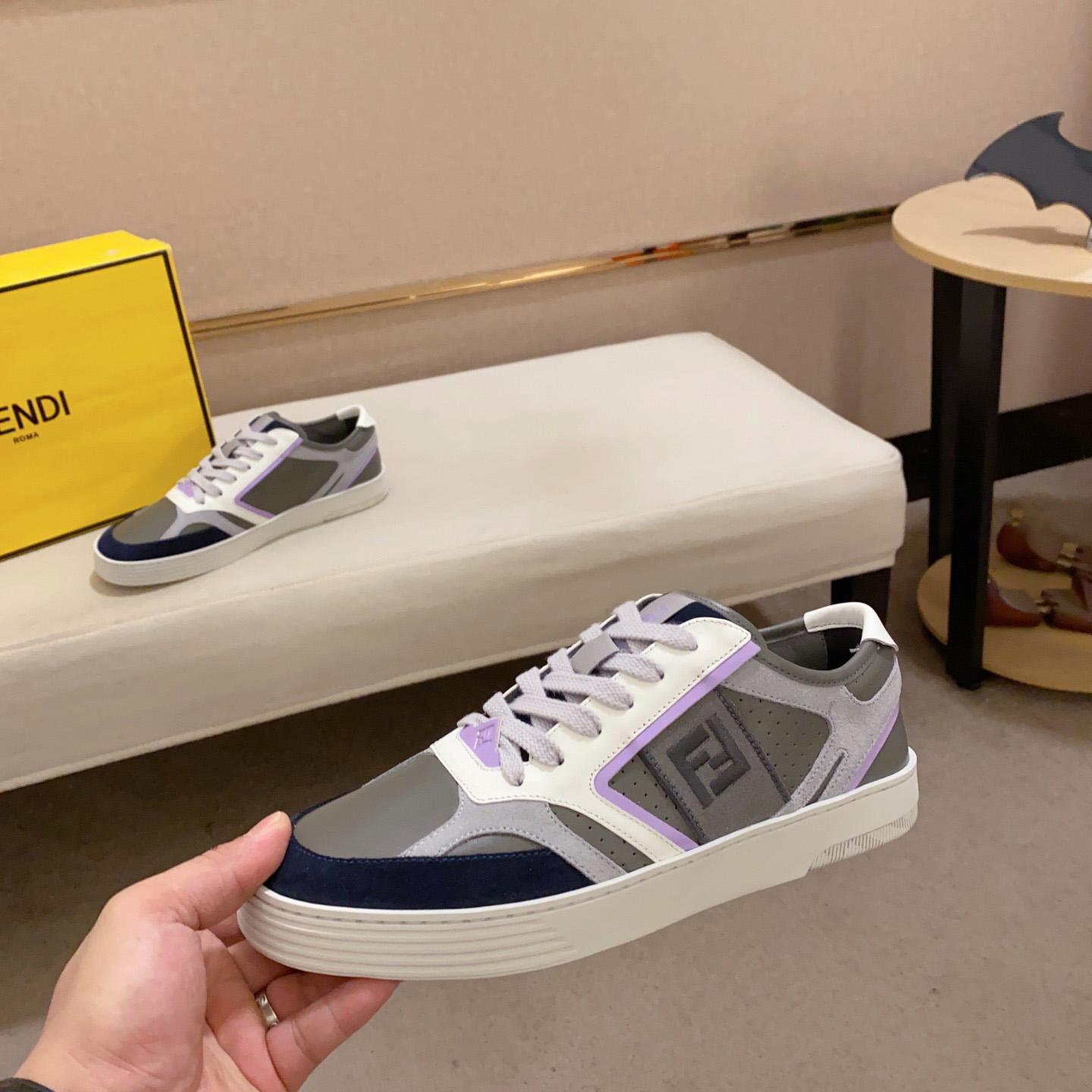 Fendi Step Gray Leather Low-tops Sneakers - DopestKickz