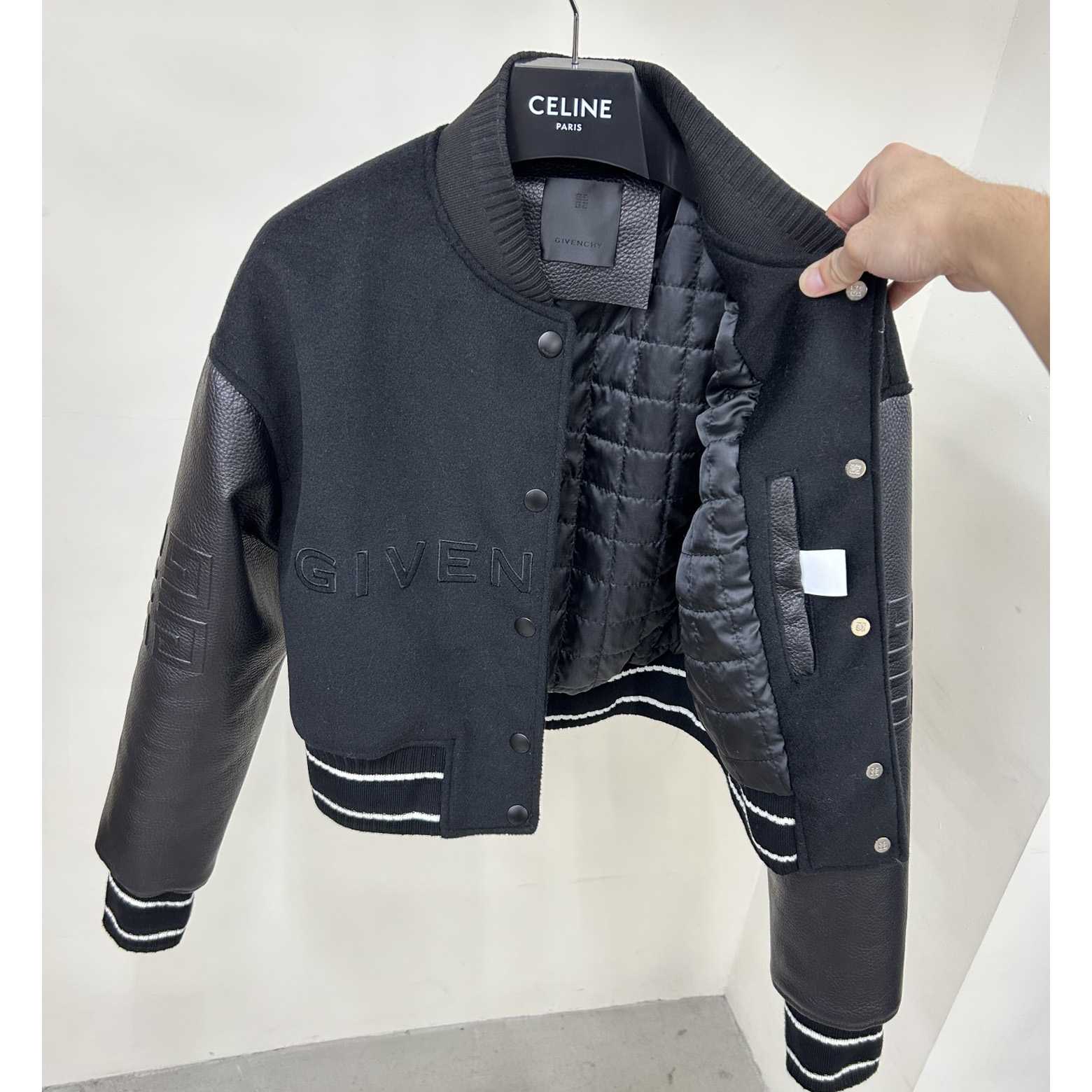 Givenchy Black Cropped Varsity Jacket - DopestKickz