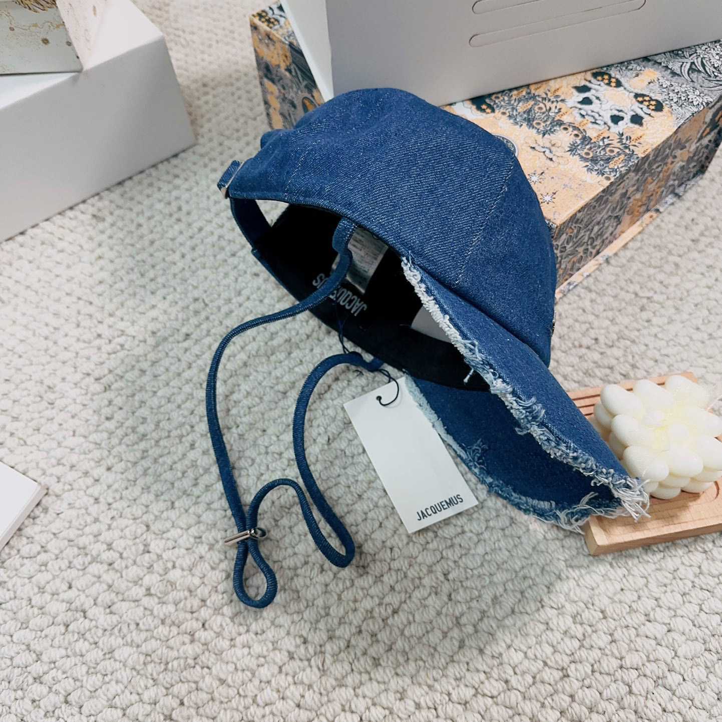 Jacquemus Blue Artichaut Embellished Frayed Denim Baseball Cap - DopestKickz