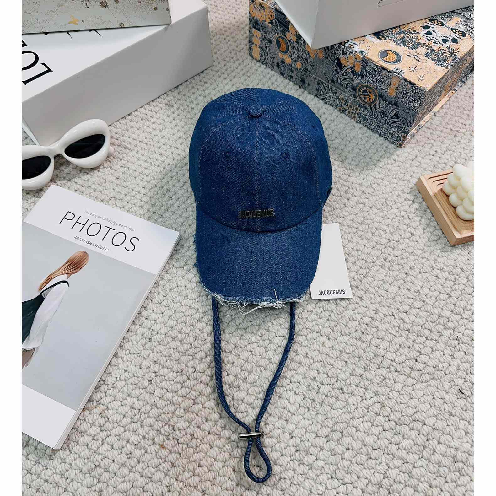 Jacquemus Blue Artichaut Embellished Frayed Denim Baseball Cap - DopestKickz