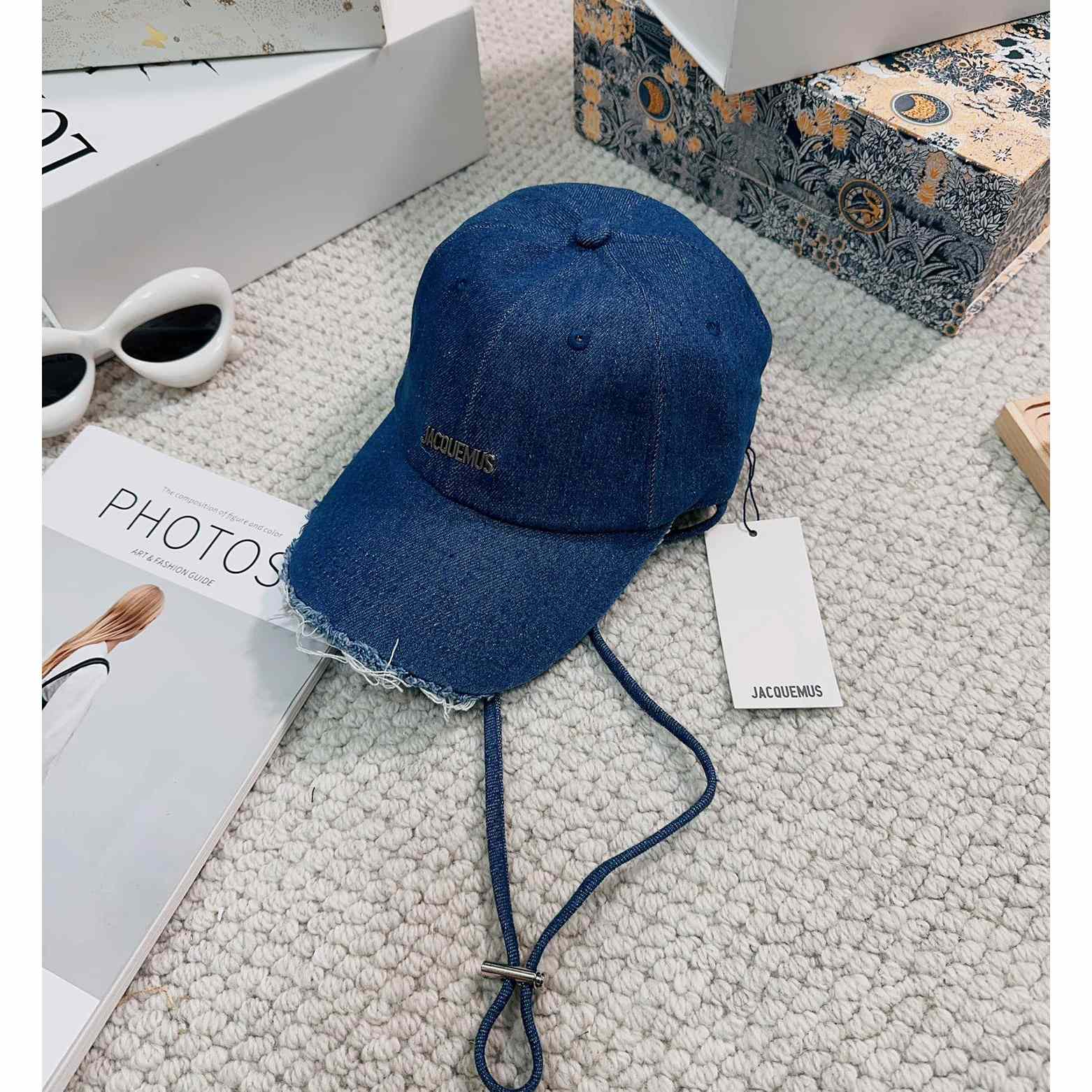 Jacquemus Blue Artichaut Embellished Frayed Denim Baseball Cap - DopestKickz