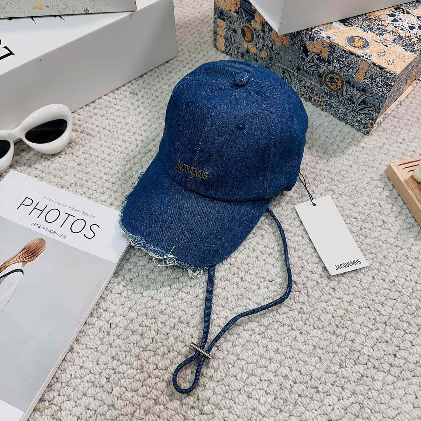 Jacquemus Blue Artichaut Embellished Frayed Denim Baseball Cap - DopestKickz