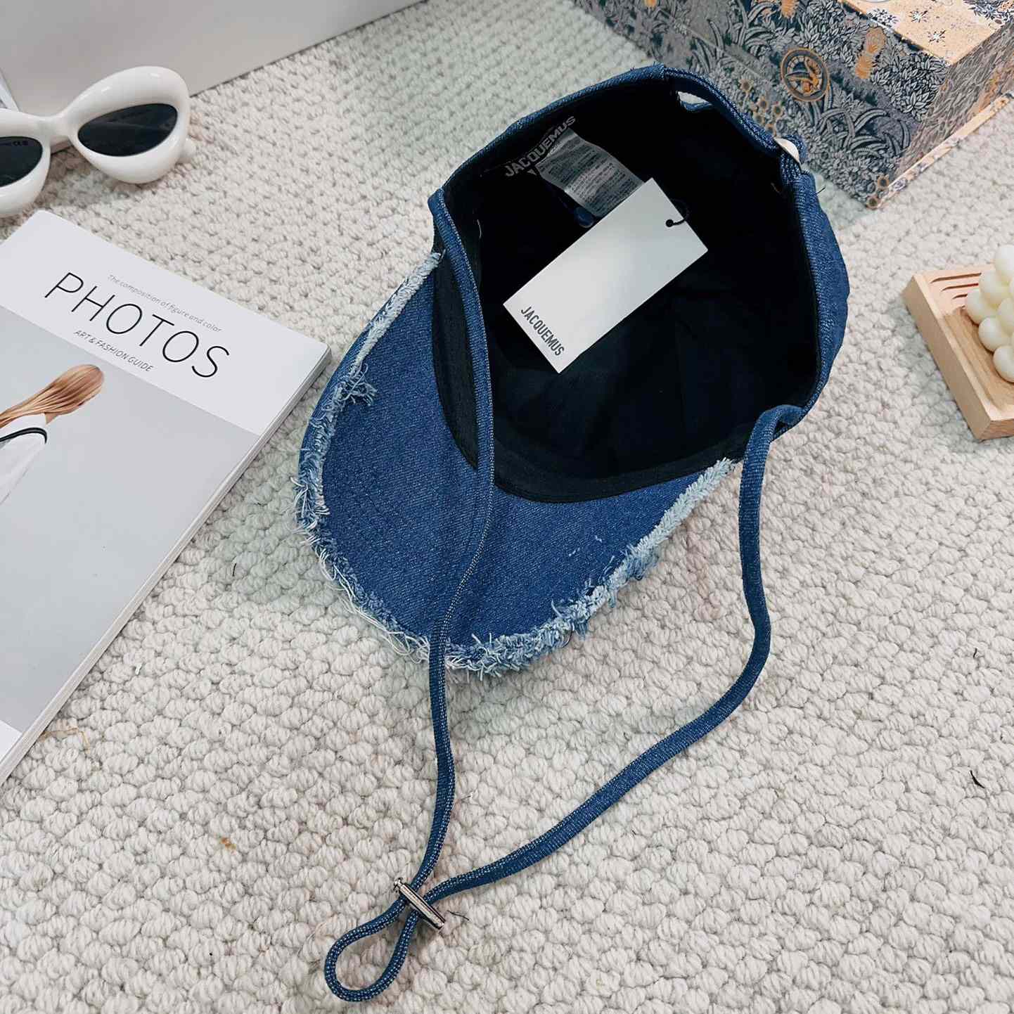 Jacquemus Blue Artichaut Embellished Frayed Denim Baseball Cap - DopestKickz