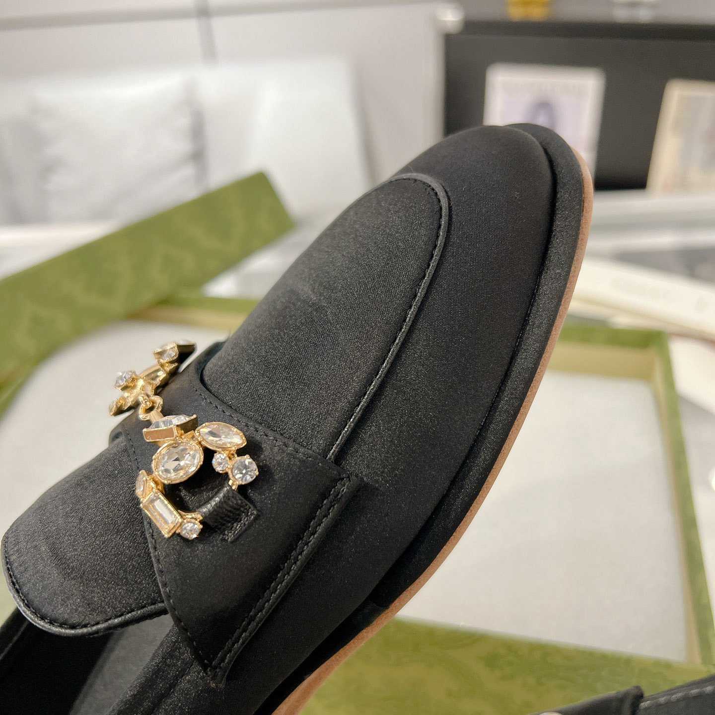 Gucci Women's Horsebit Loafer With Crystals - DopestKickz
