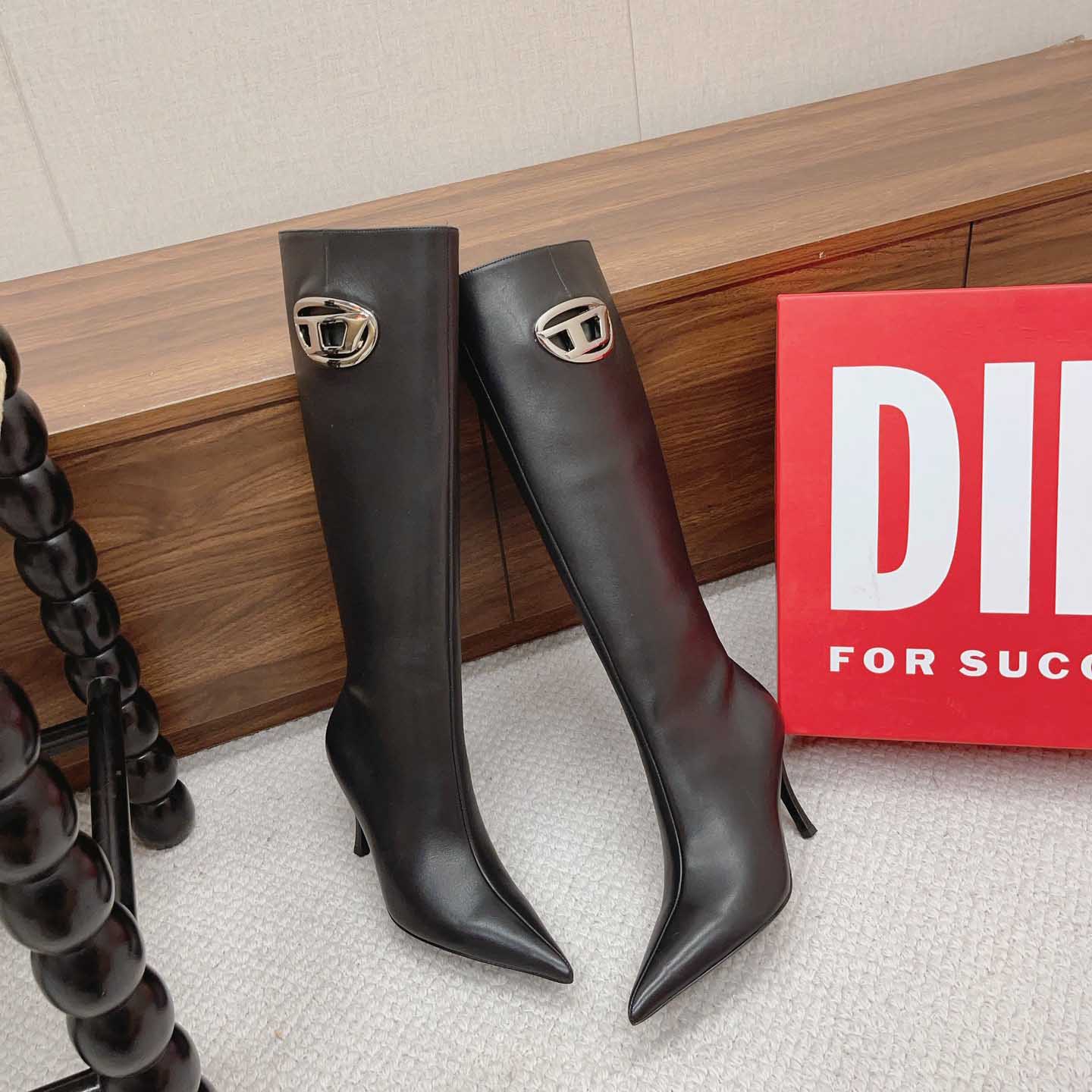 Diesel D-Venus HBT - Leather Boots With Oval D Plaque - DopestKickz