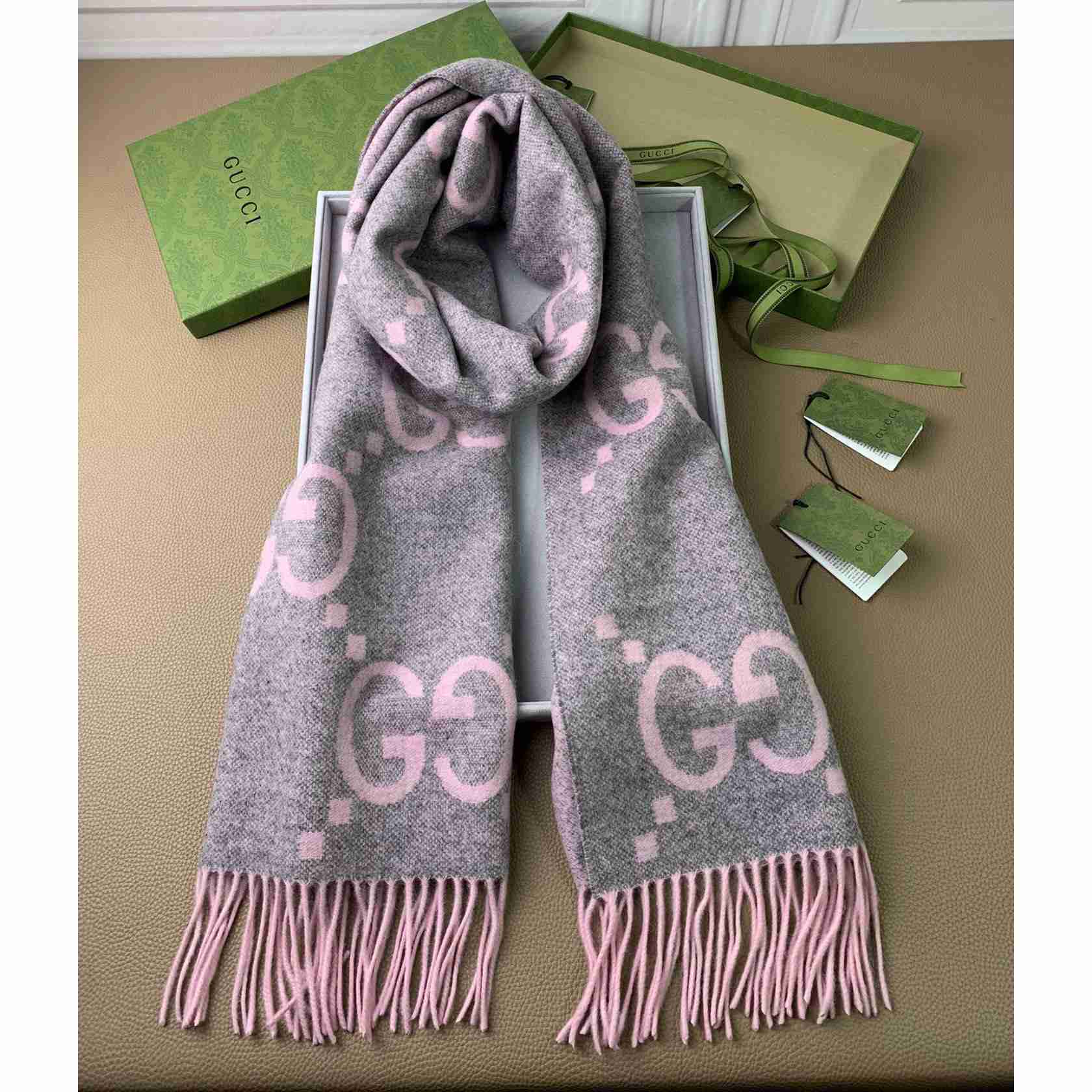Gucci GG Cashmere Jacquard Scarf - DopestKickz