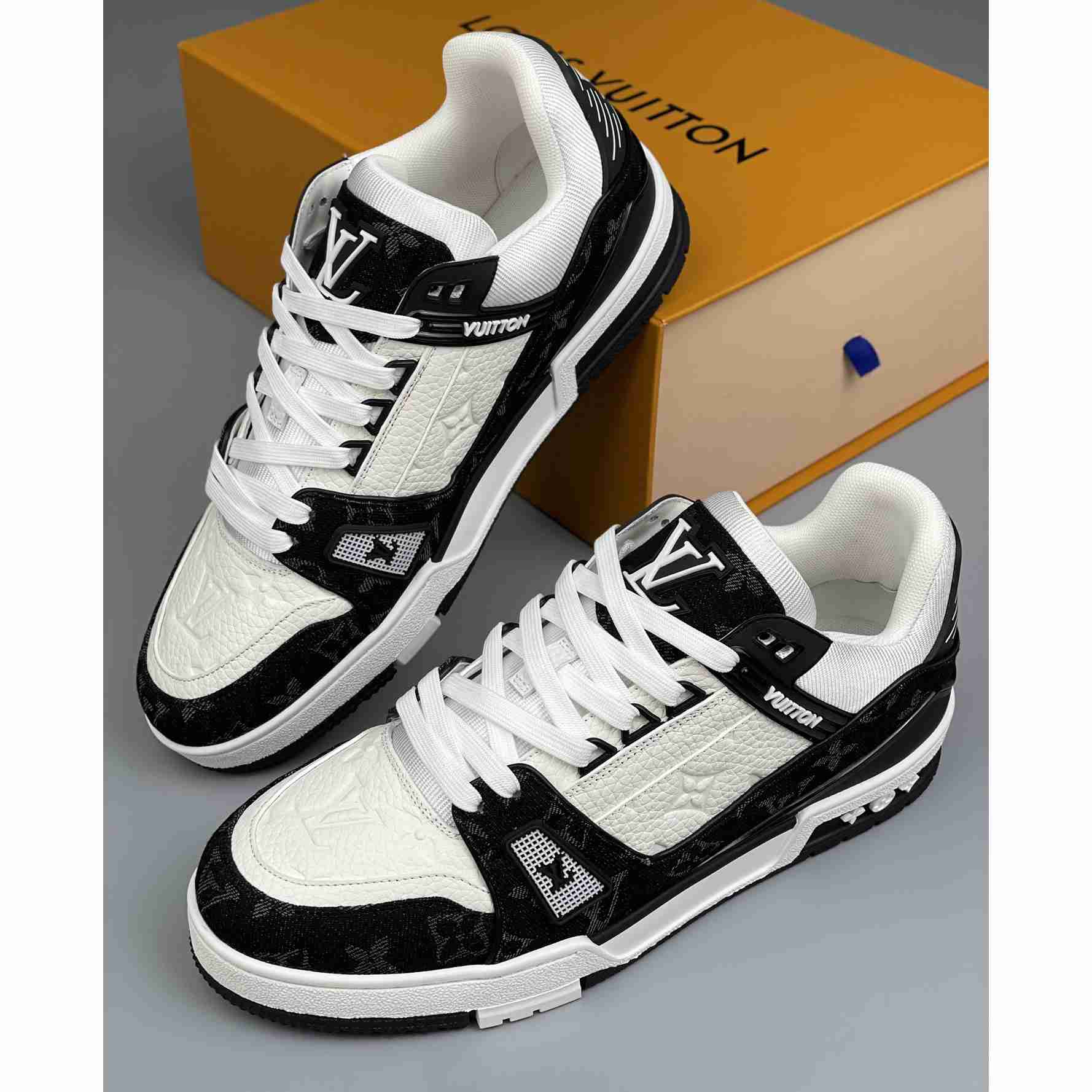 Louis Vuitton Trainer Sneaker In Blakc&White(Upon UK Size) - DopestKickz
