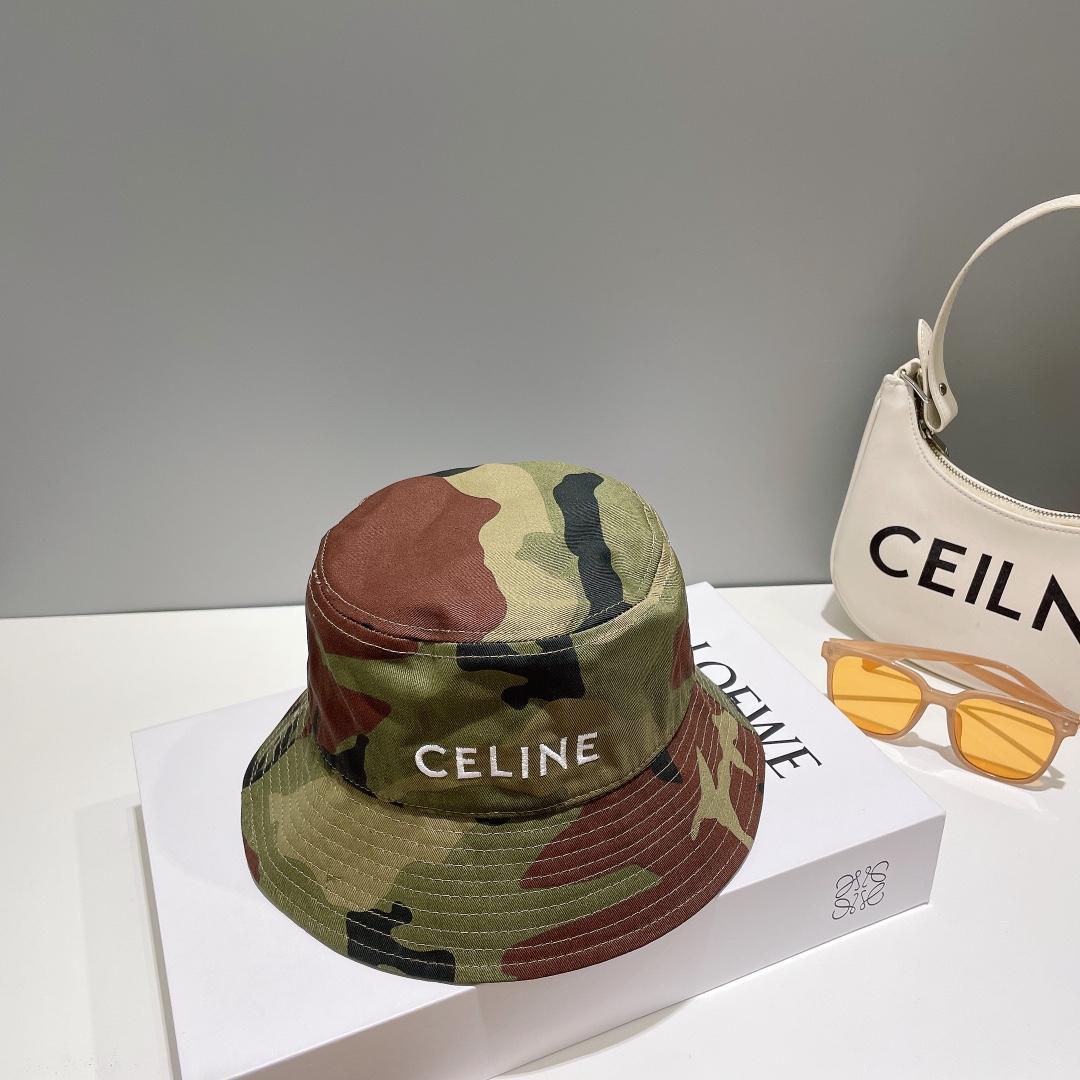 Celine Embroidered Bucket Hat In Camouflage Cotton - DopestKickz