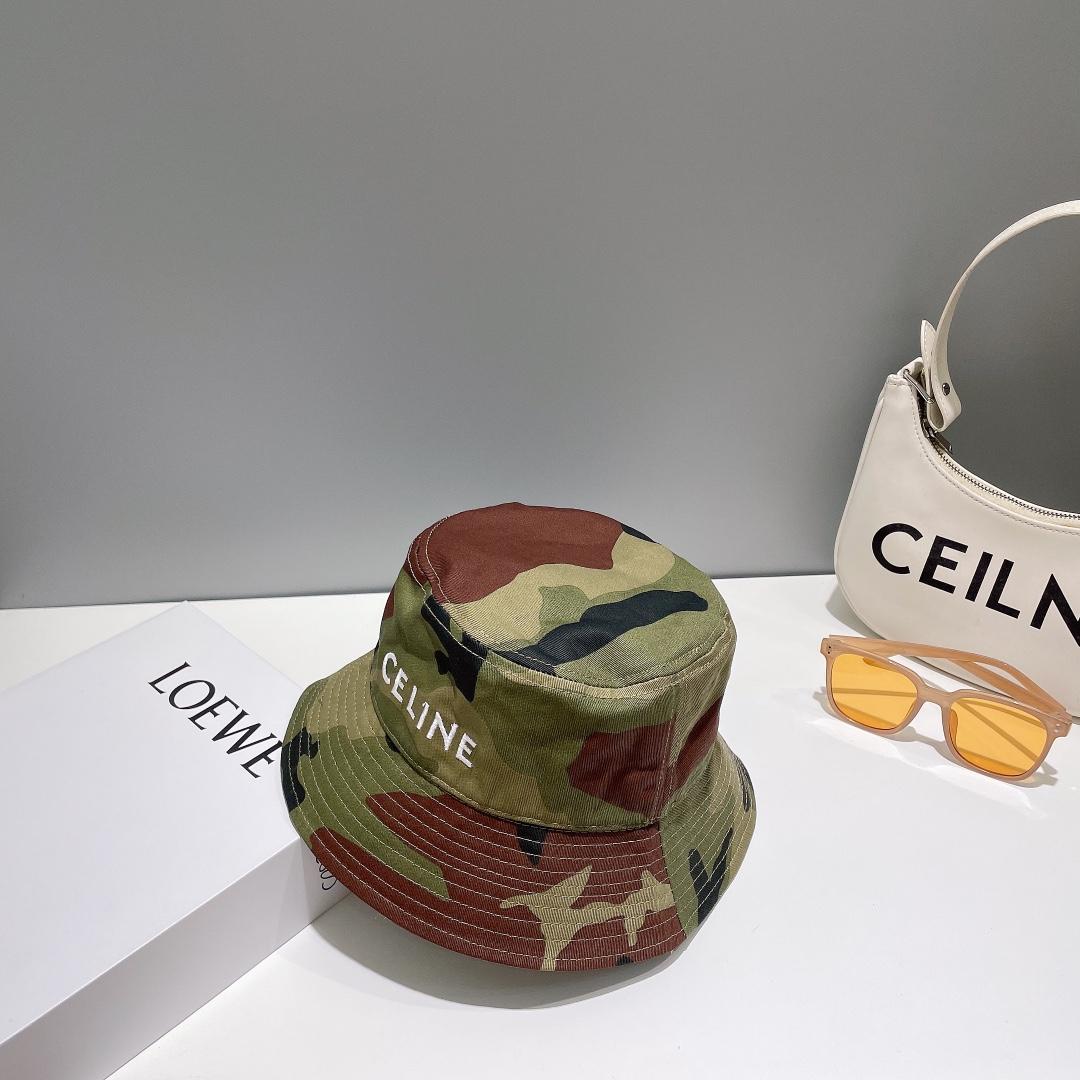 Celine Embroidered Bucket Hat In Camouflage Cotton - DopestKickz