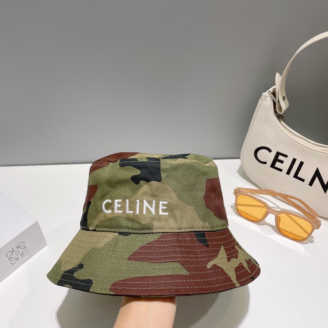 Celine Embroidered Bucket Hat In Camouflage Cotton - DopestKickz