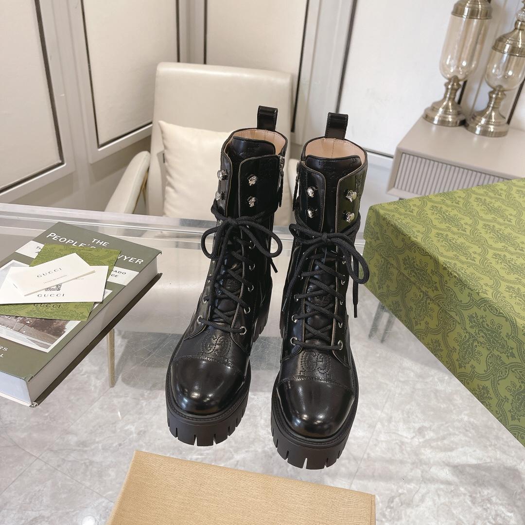 Gucci Women's GG Matelasse Lace-up Boot - DopestKickz