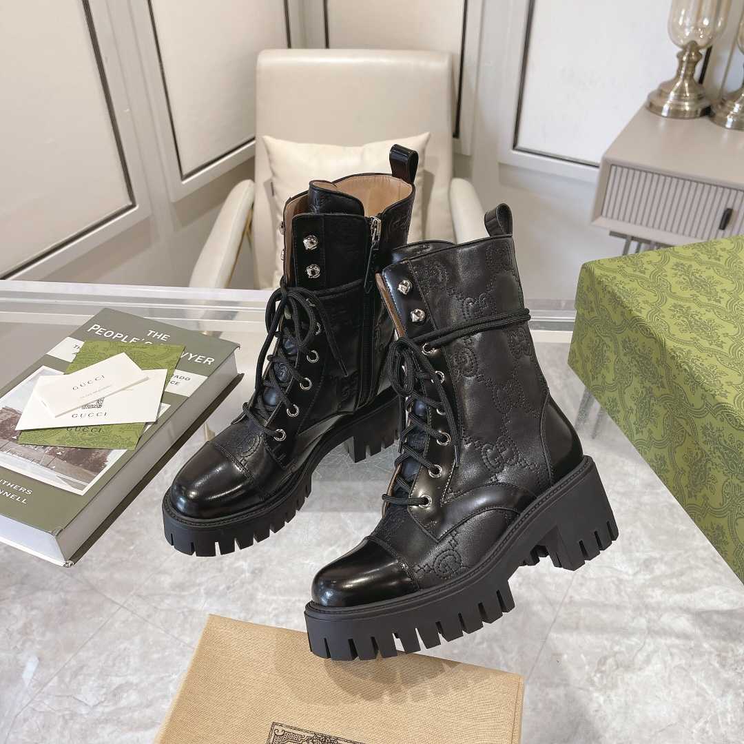 Gucci Women's GG Matelasse Lace-up Boot - DopestKickz