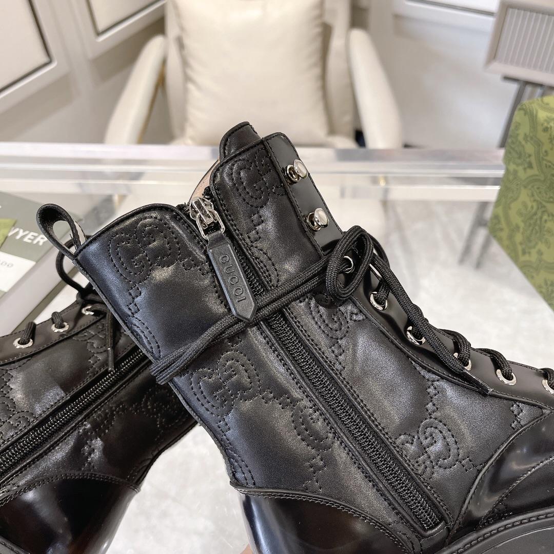 Gucci Women's GG Matelasse Lace-up Boot - DopestKickz