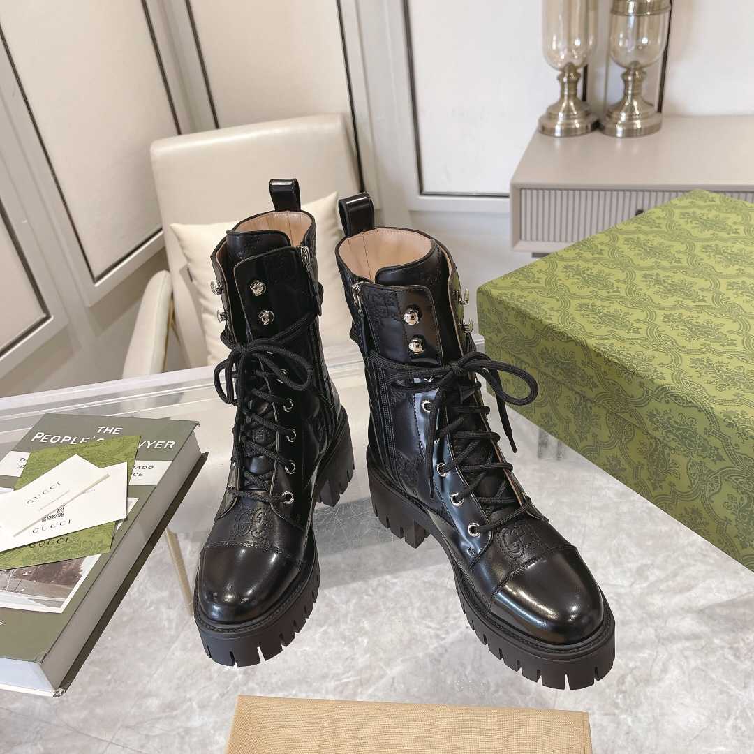 Gucci Women's GG Matelasse Lace-up Boot - DopestKickz