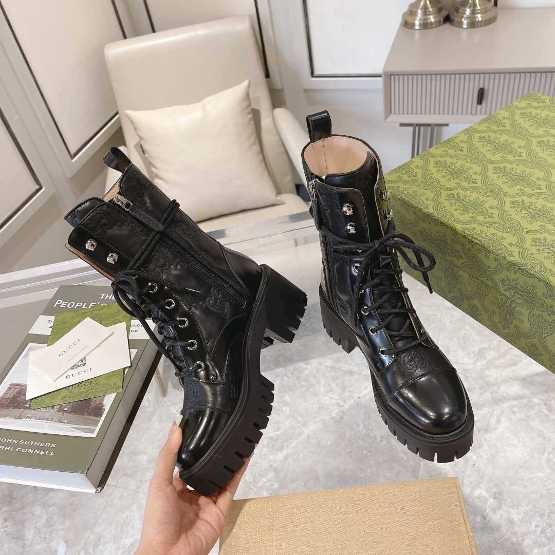 Gucci Women's GG Matelasse Lace-up Boot - DopestKickz
