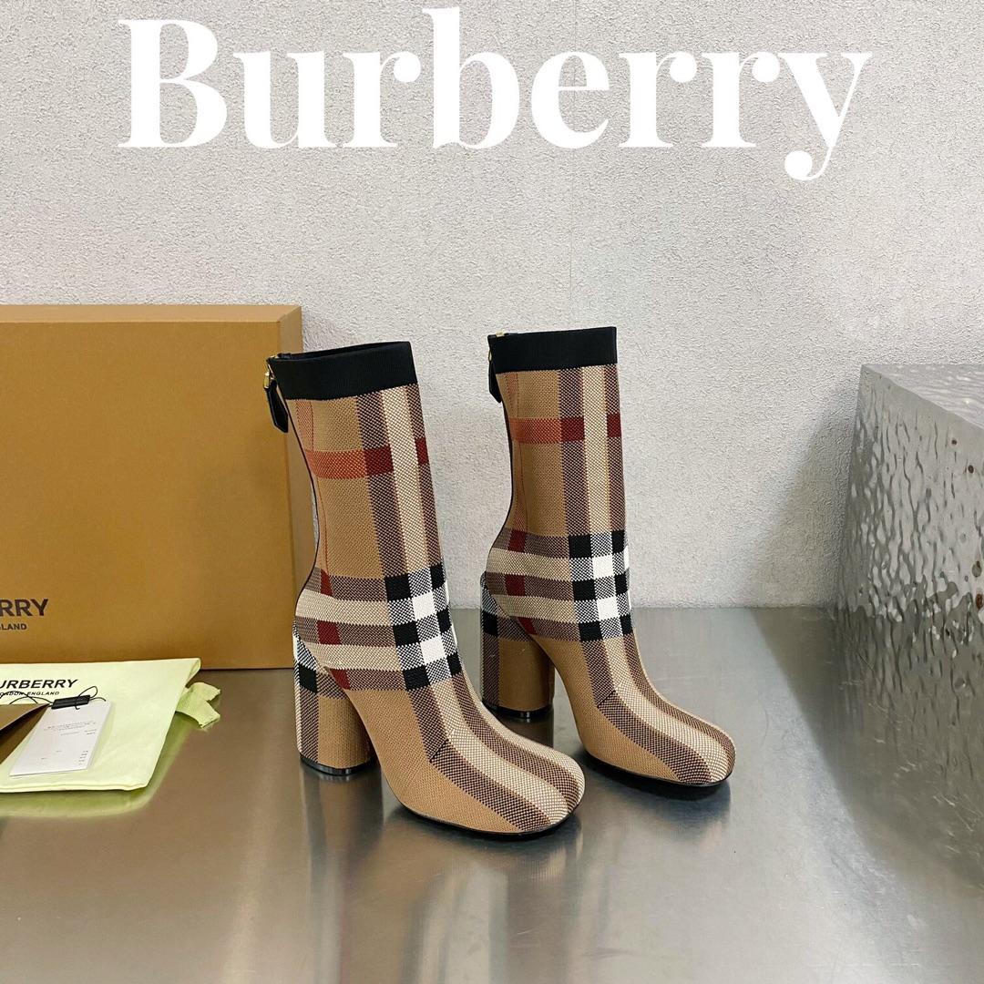 Burberry Knitted Check Sock Boots - DopestKickz