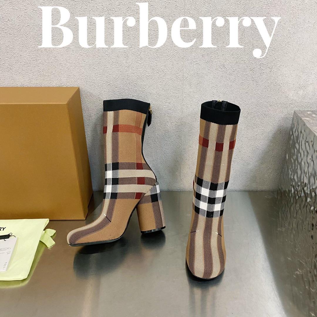 Burberry Knitted Check Sock Boots - DopestKickz