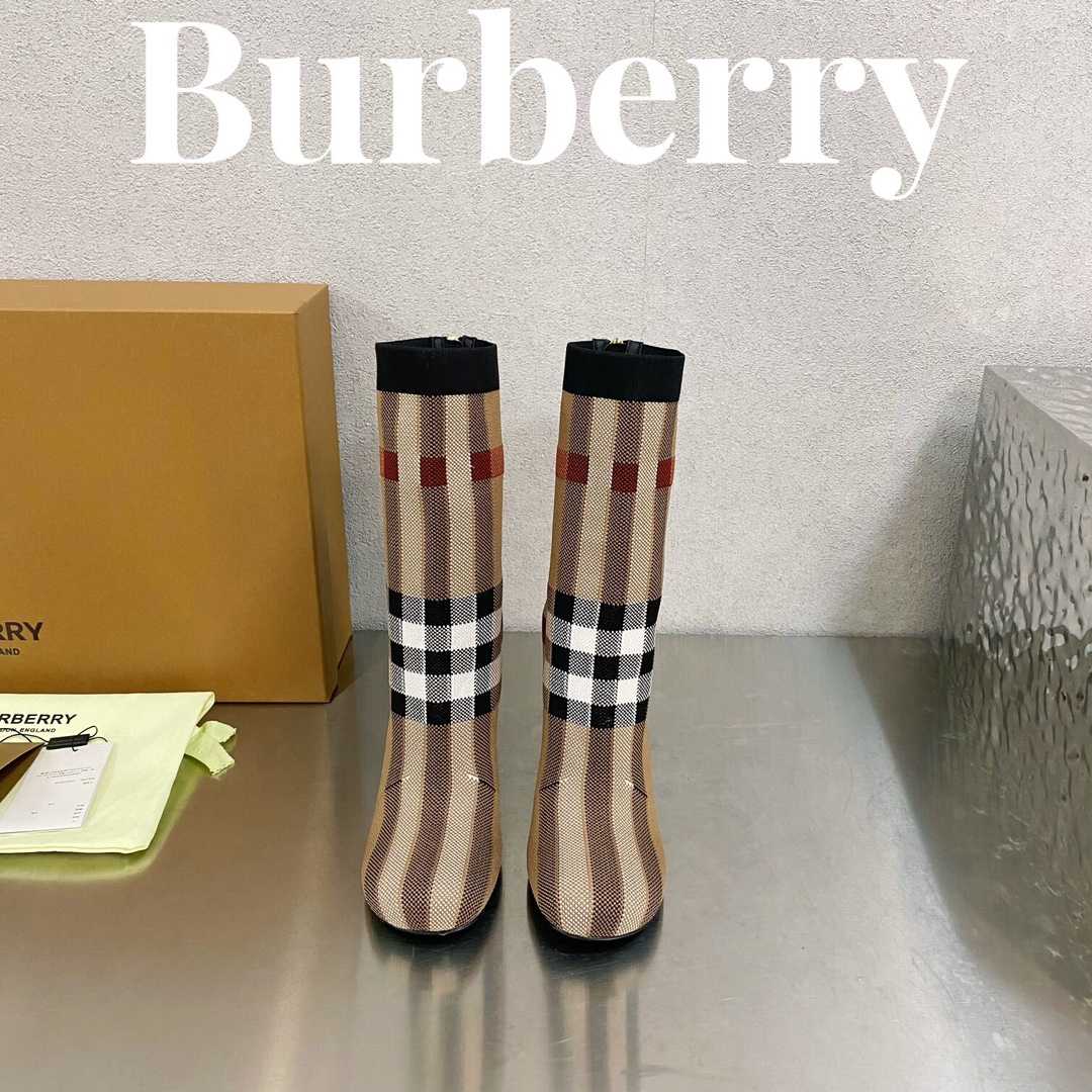 Burberry Knitted Check Sock Boots - DopestKickz