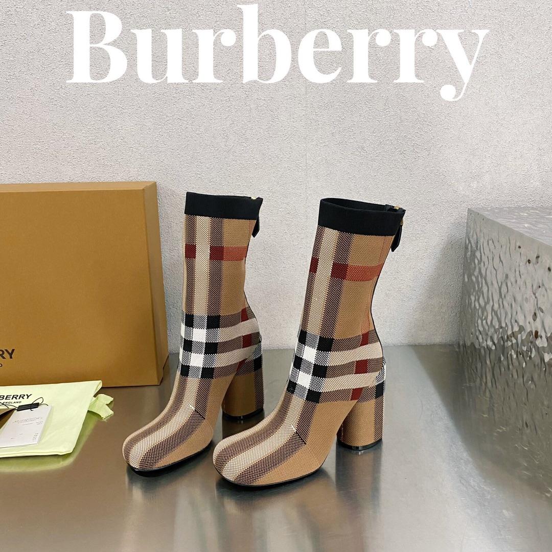 Burberry Knitted Check Sock Boots - DopestKickz