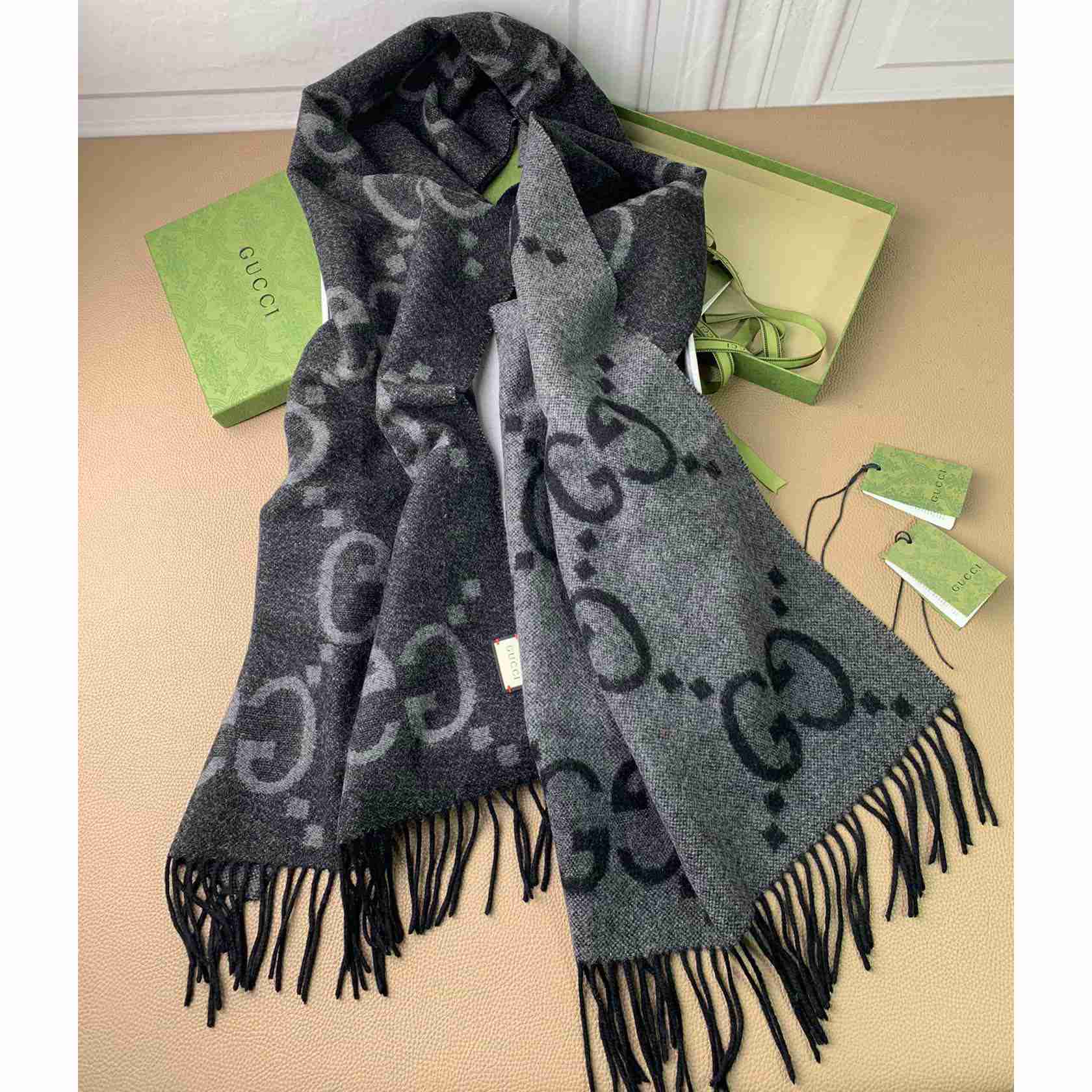 Gucci GG Wool Jacquard Scarf - DopestKickz