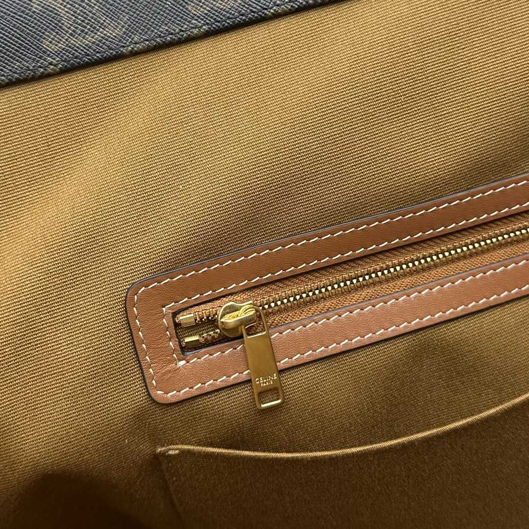 Celine Cabas Drawstring In Triomphe Canvas And Calfskin Tan - DopestKickz