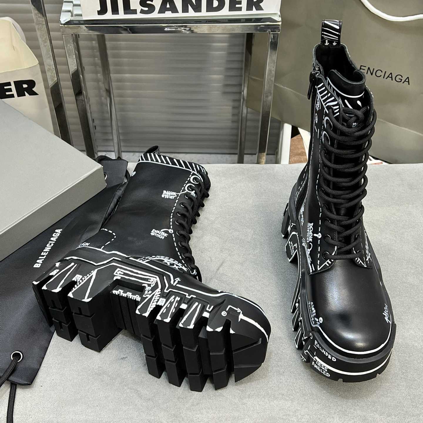 Balenciaga Bulldozer Lace-Up Boot In Black  - DopestKickz