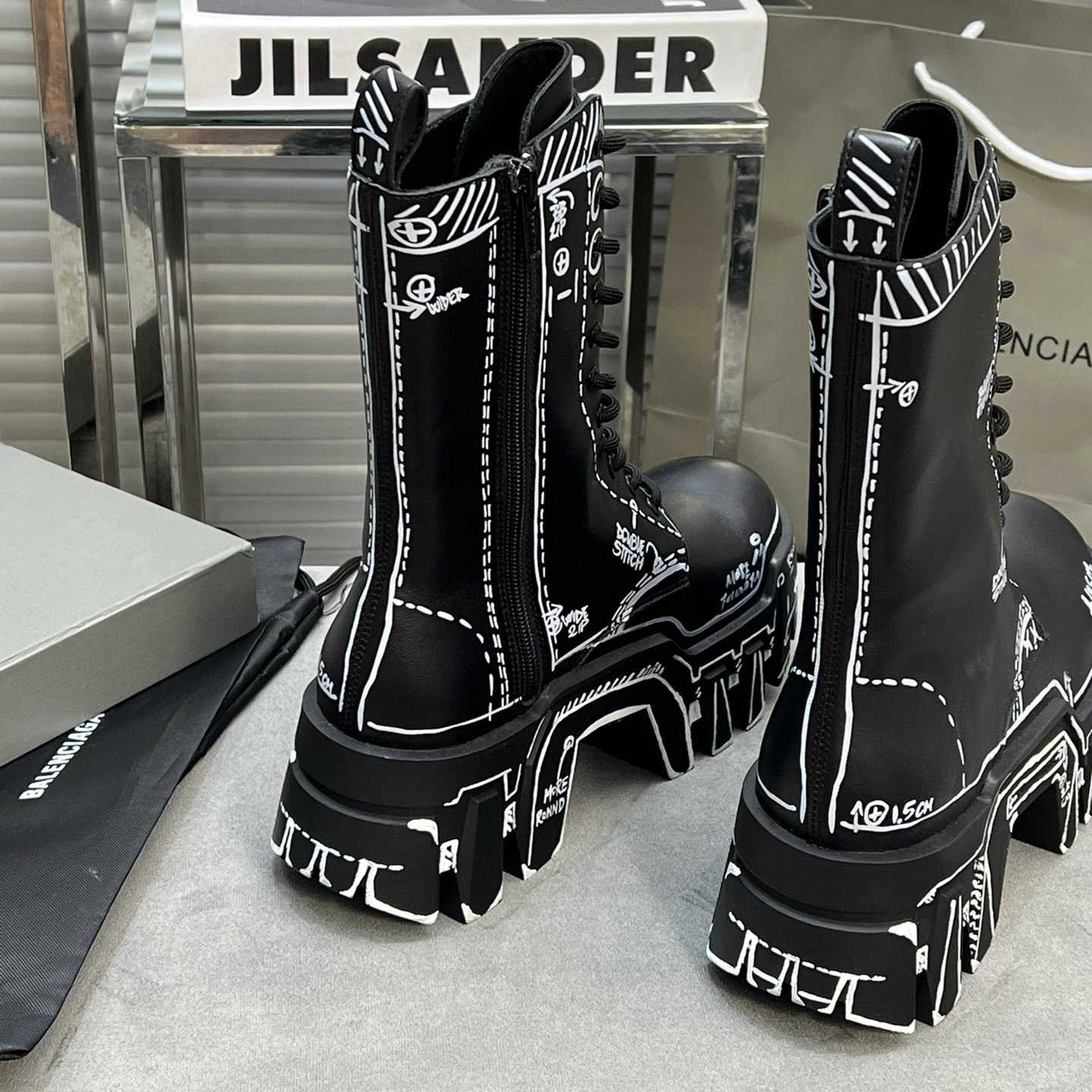 Balenciaga Bulldozer Lace-Up Boot In Black  - DopestKickz