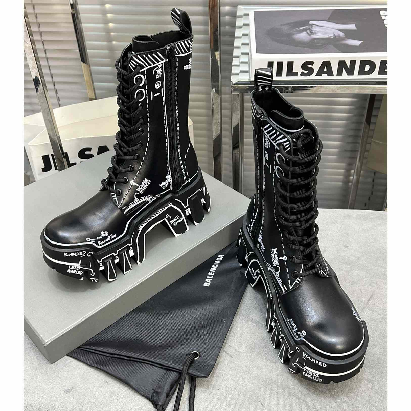 Balenciaga Bulldozer Lace-Up Boot In Black  - DopestKickz
