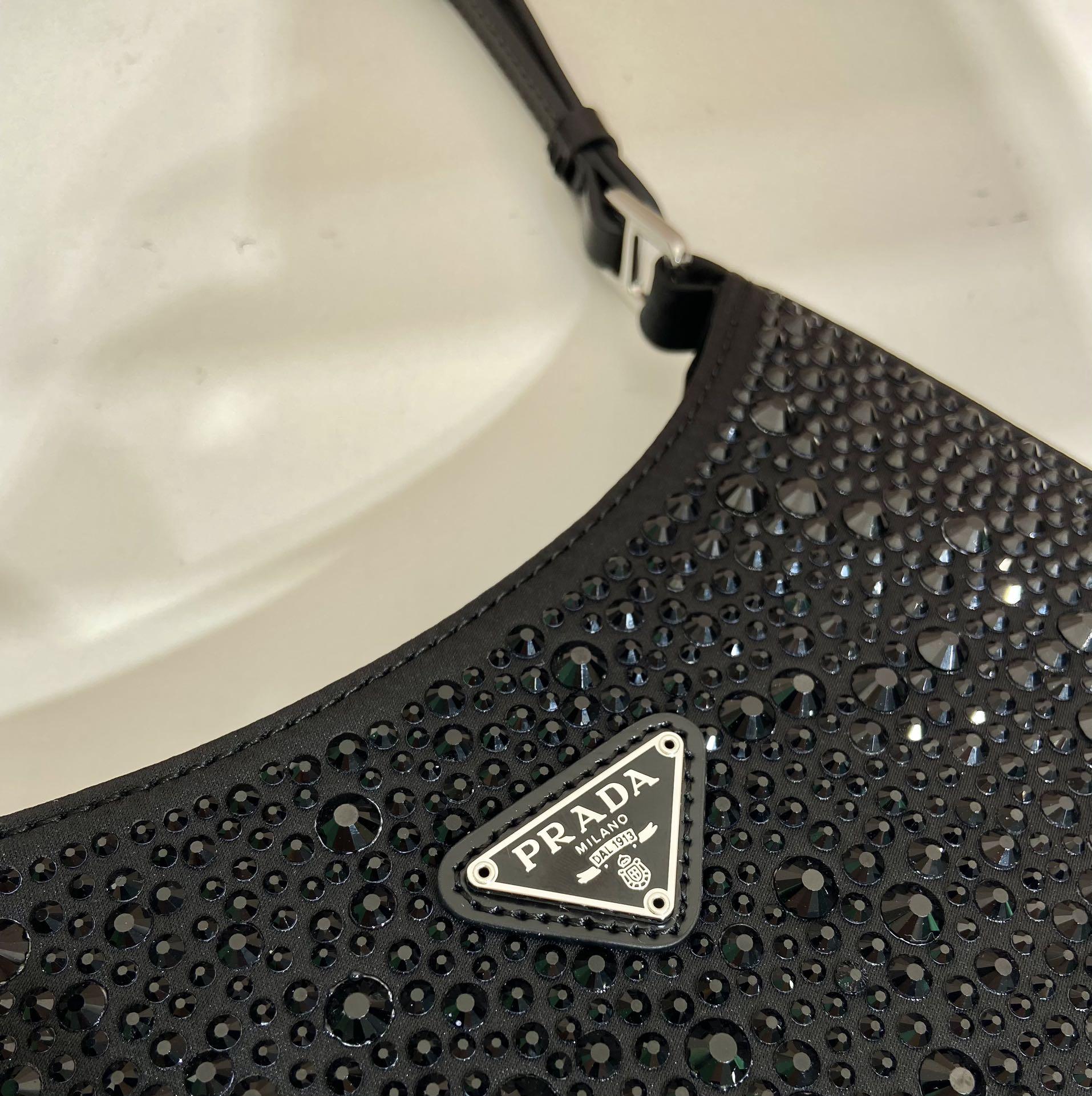 Prada Cleo Satin Bag With Crystals - DopestKickz