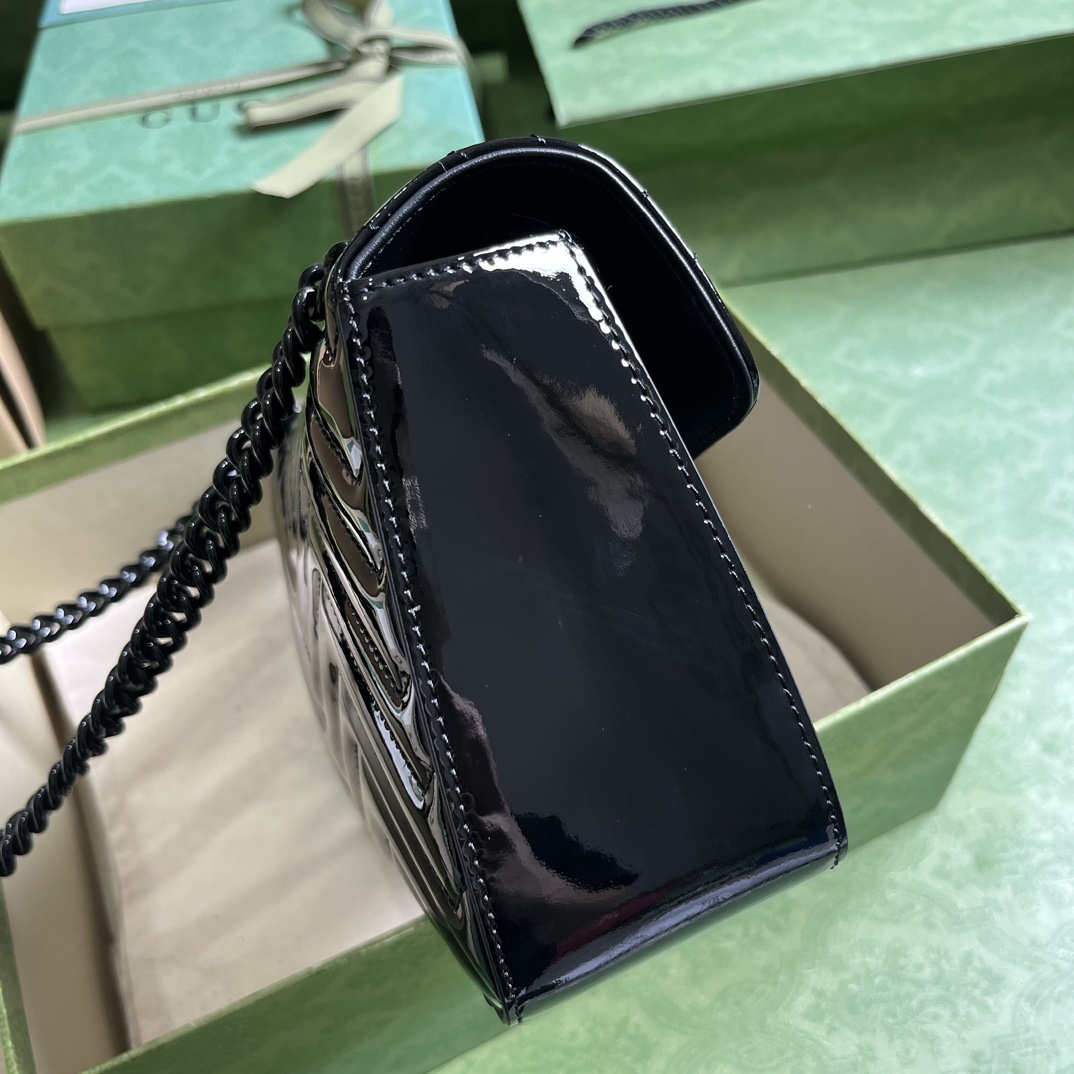 Gucci GG Marmont Patent Small Shoulder Bag - DopestKickz