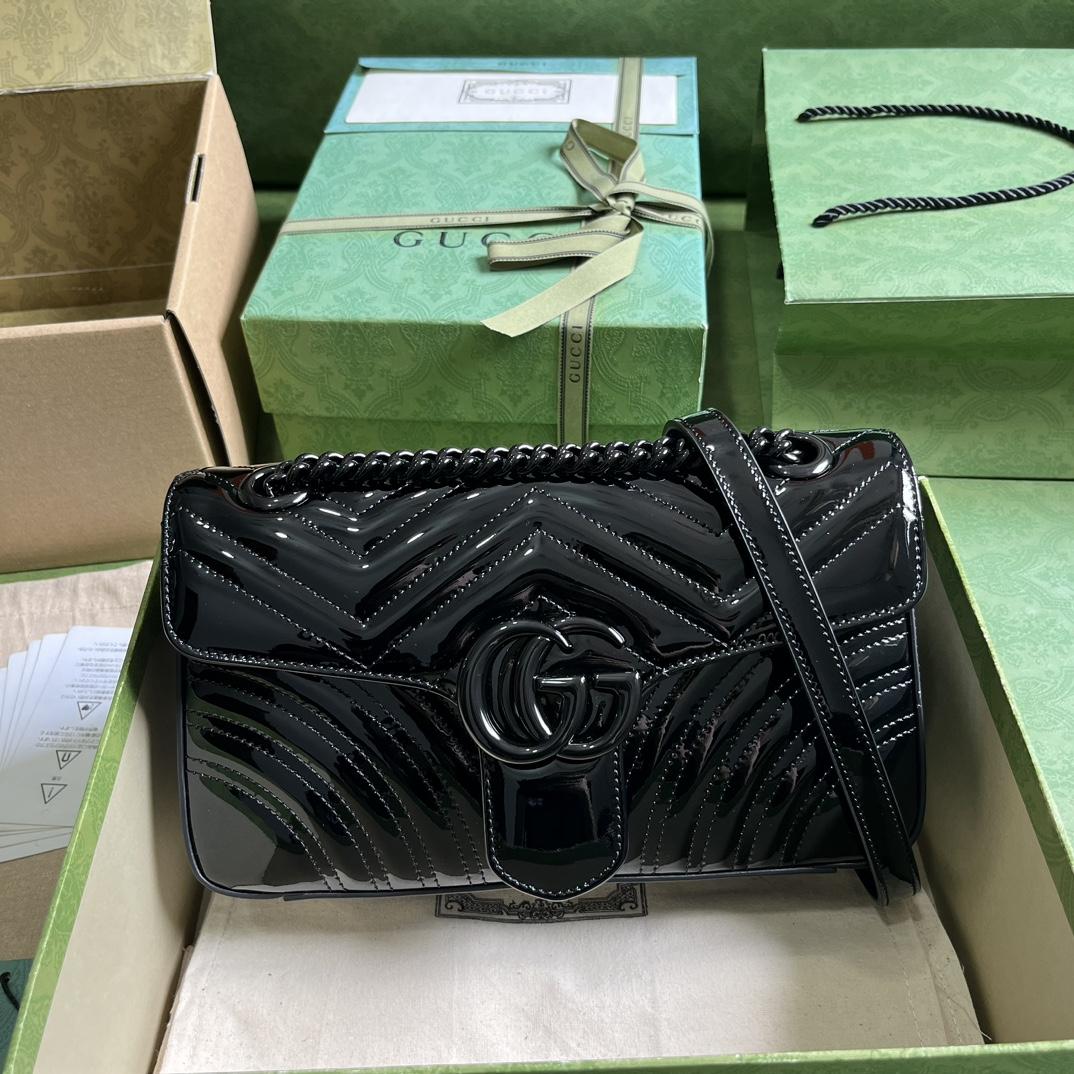Gucci GG Marmont Patent Small Shoulder Bag - DopestKickz