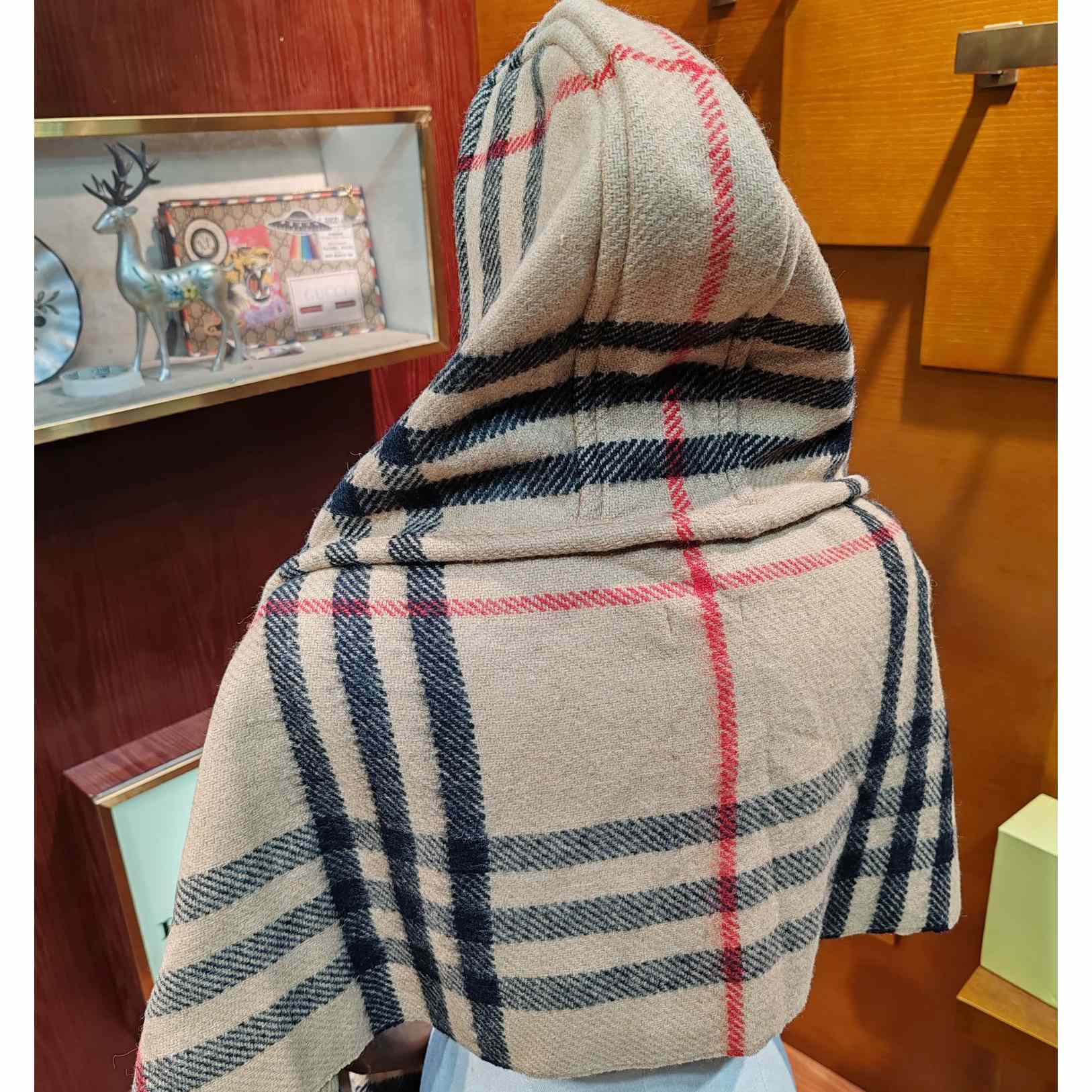 Burberry Check Wool Cashmere Hooded Scarf - DopestKickz
