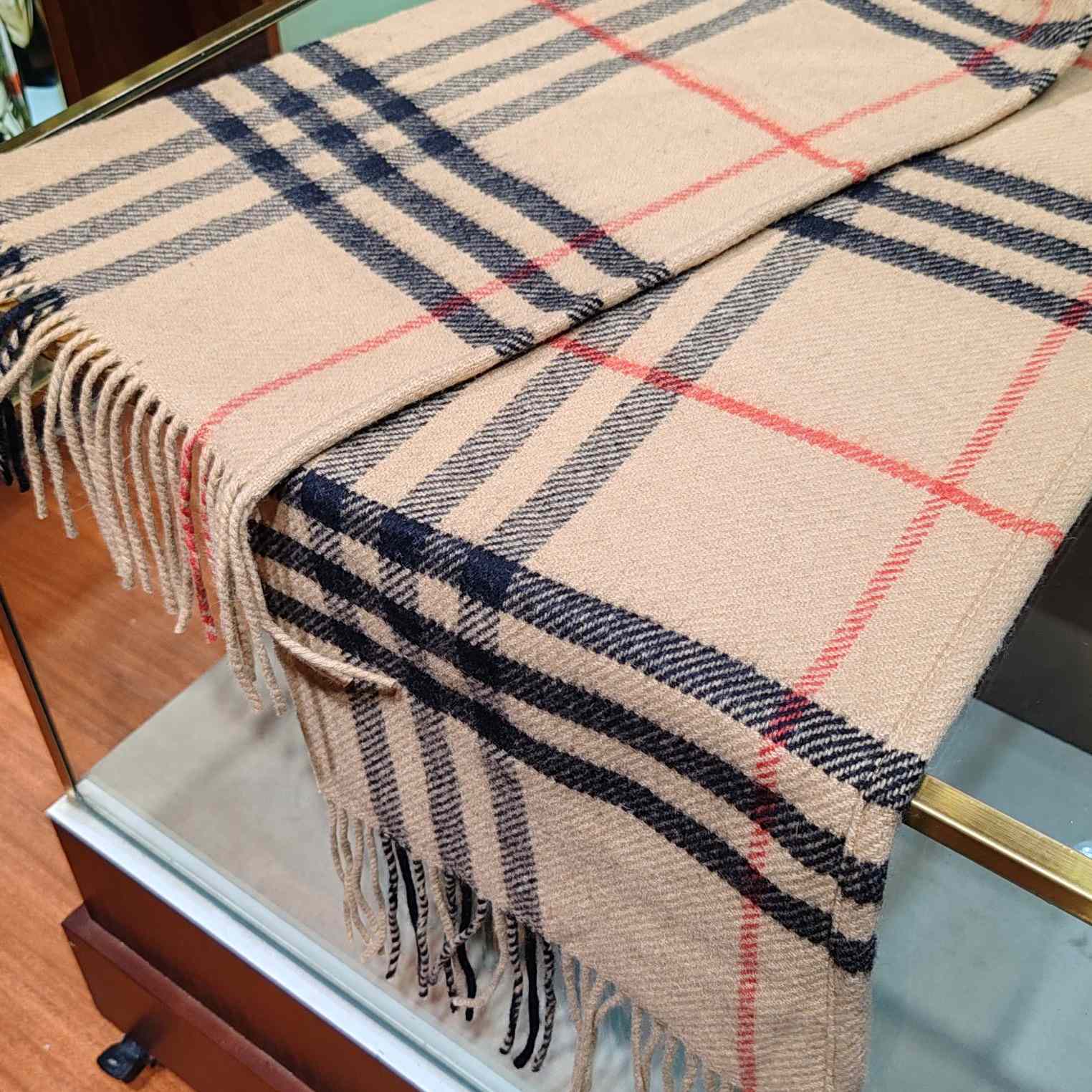 Burberry Check Wool Cashmere Hooded Scarf - DopestKickz