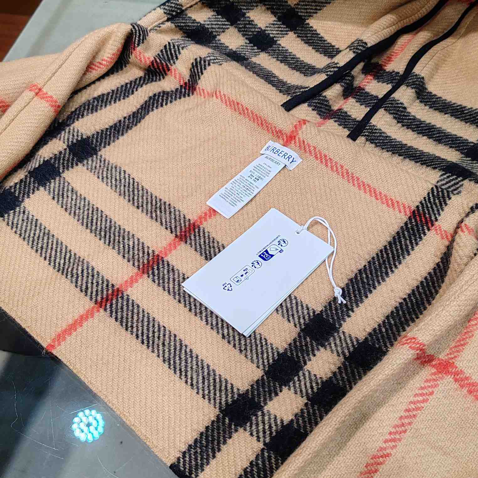 Burberry Check Wool Cashmere Hooded Scarf - DopestKickz