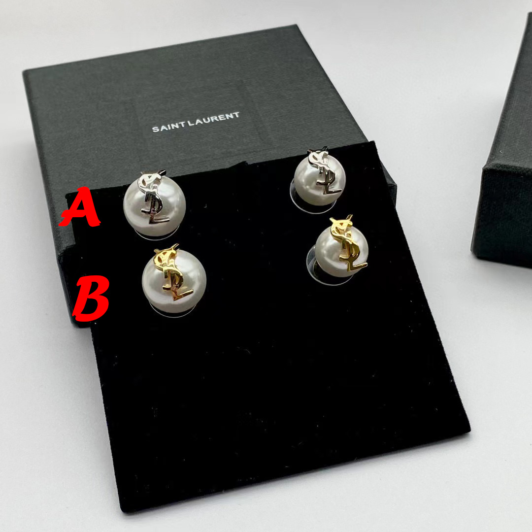 Saint Laurent Cassandre Pearl Earrings In Metal - DopestKickz