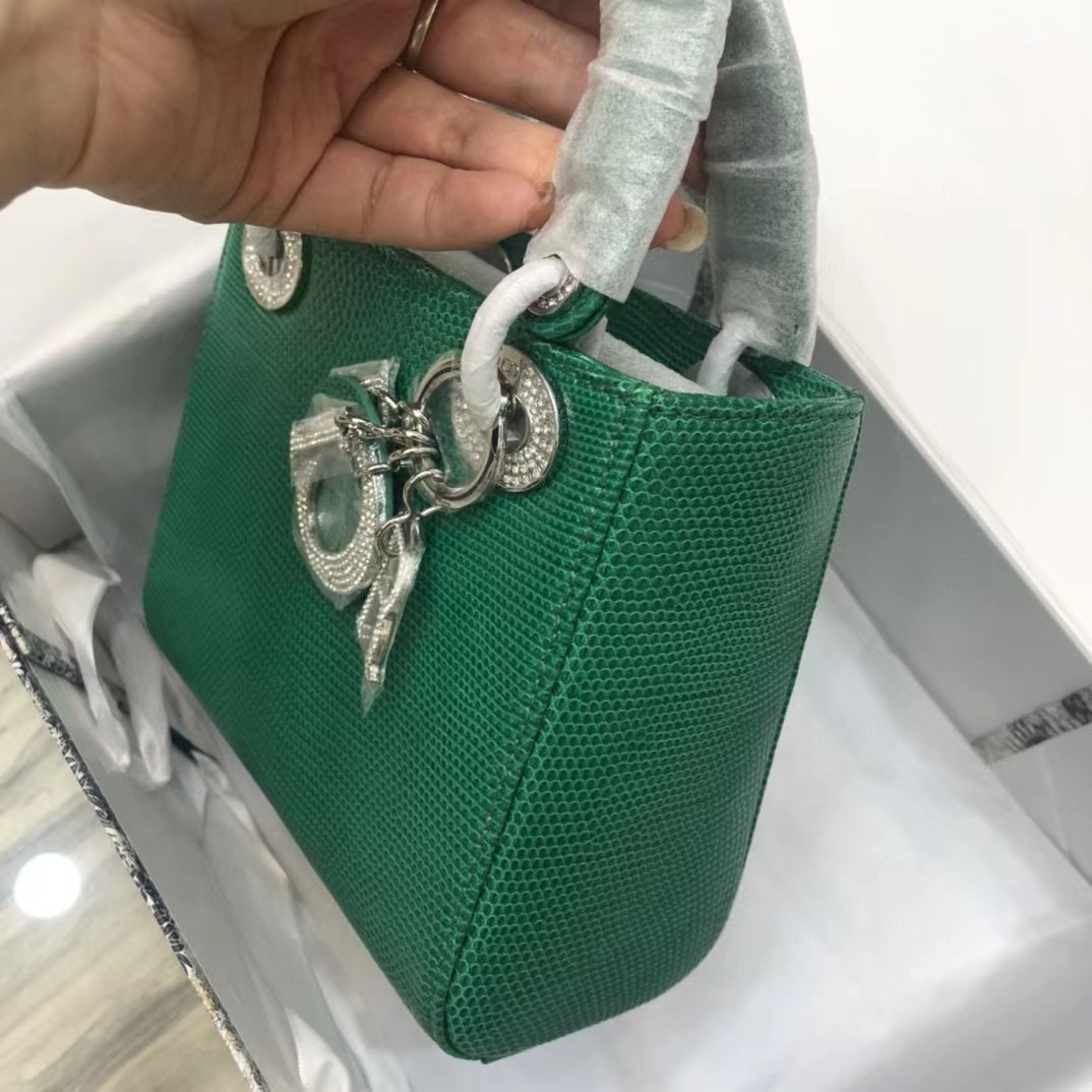 Dior Lizard Swarovski Crystal Mini Lady Dior Bag (17-15-7cm) - DopestKickz