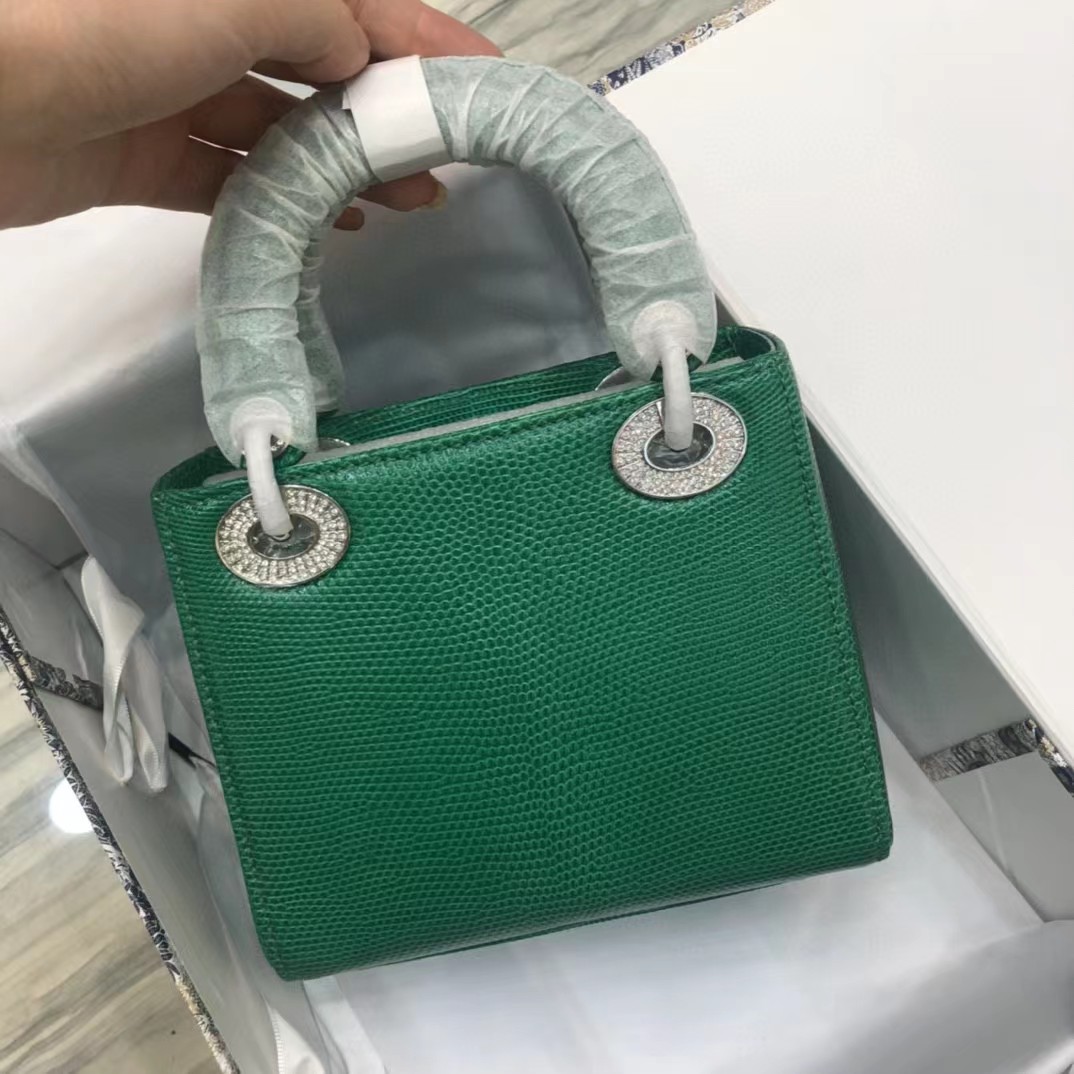 Dior Lizard Swarovski Crystal Mini Lady Dior Bag (17-15-7cm) - DopestKickz
