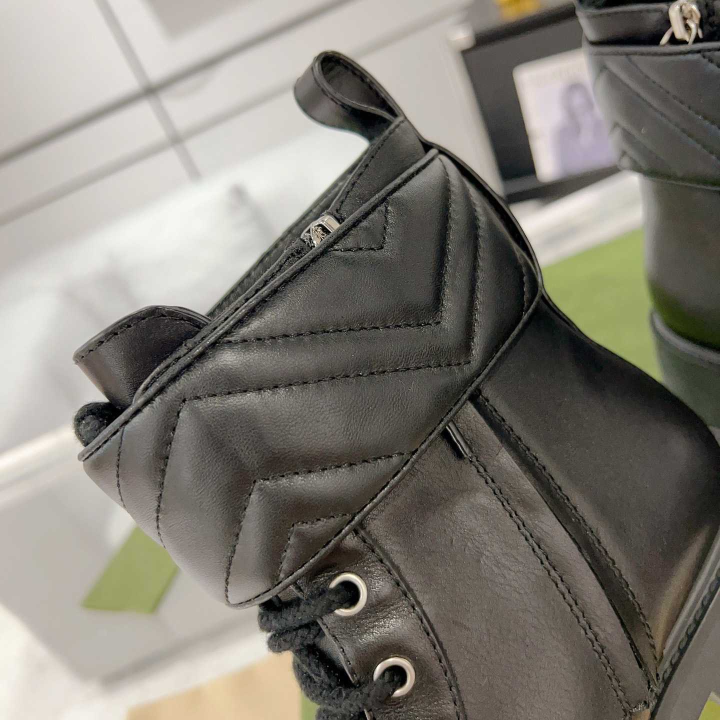 Gucci Marmont Logo-embellished Leather Ankle Boots  - DopestKickz