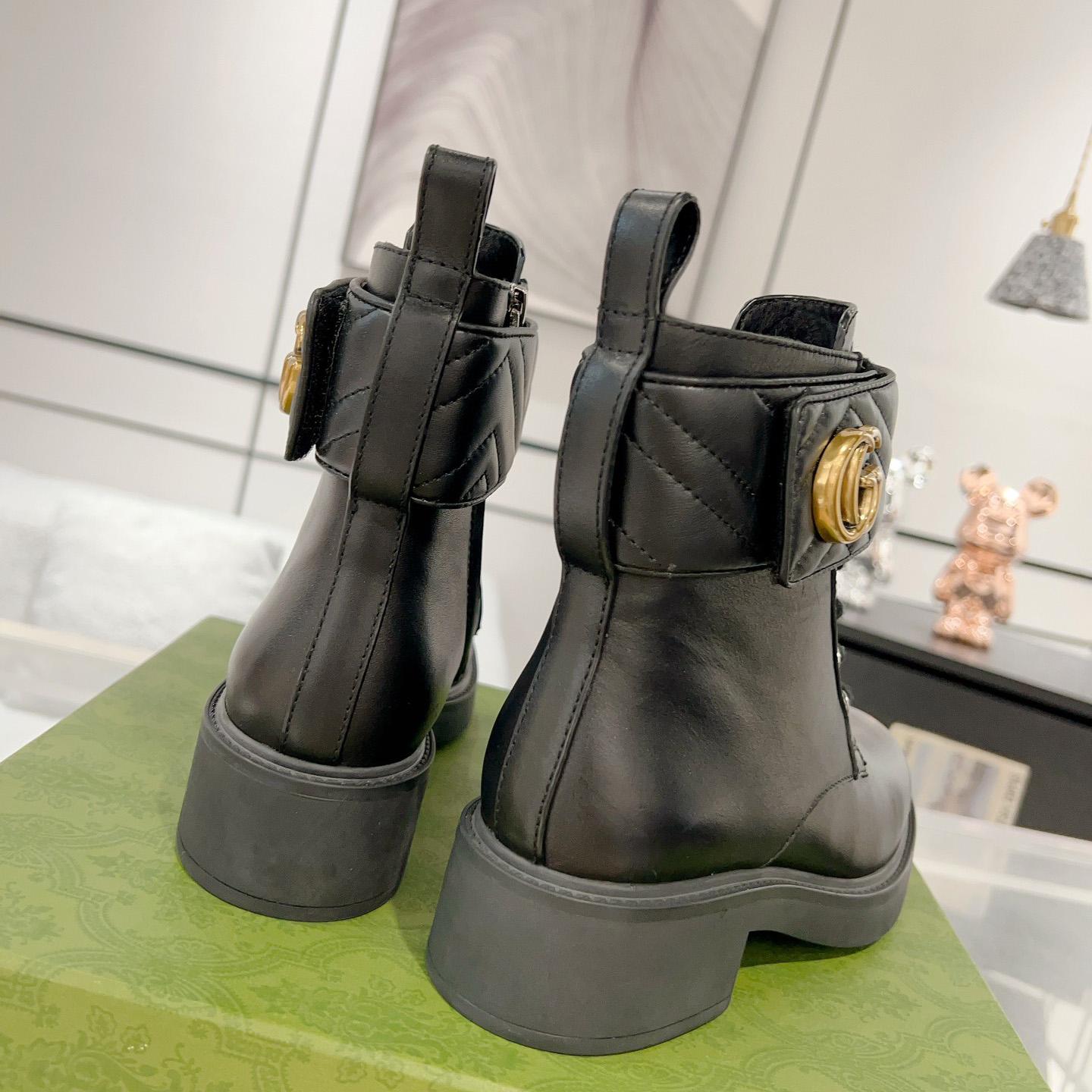 Gucci Marmont Logo-embellished Leather Ankle Boots  - DopestKickz