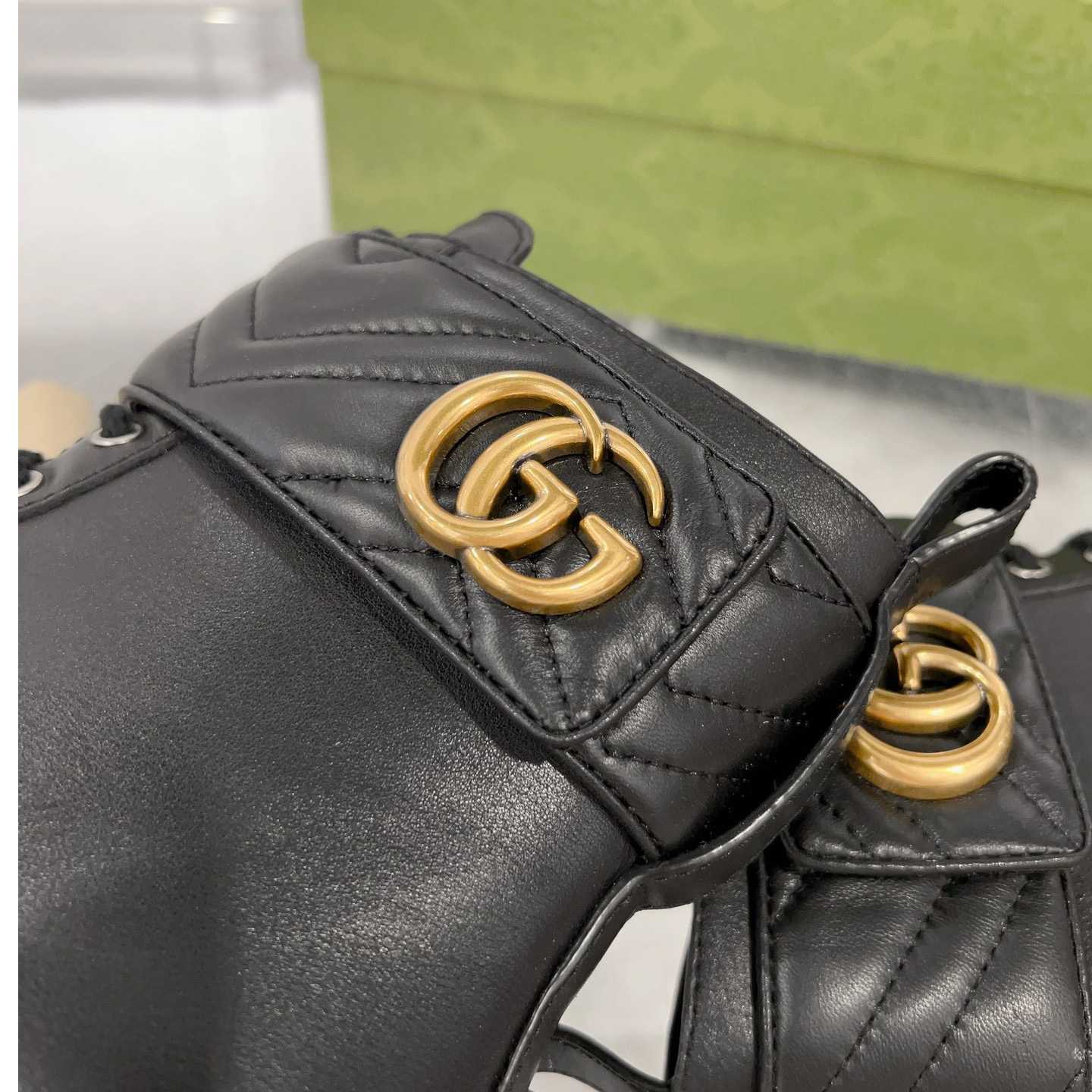 Gucci Marmont Logo-embellished Leather Ankle Boots  - DopestKickz