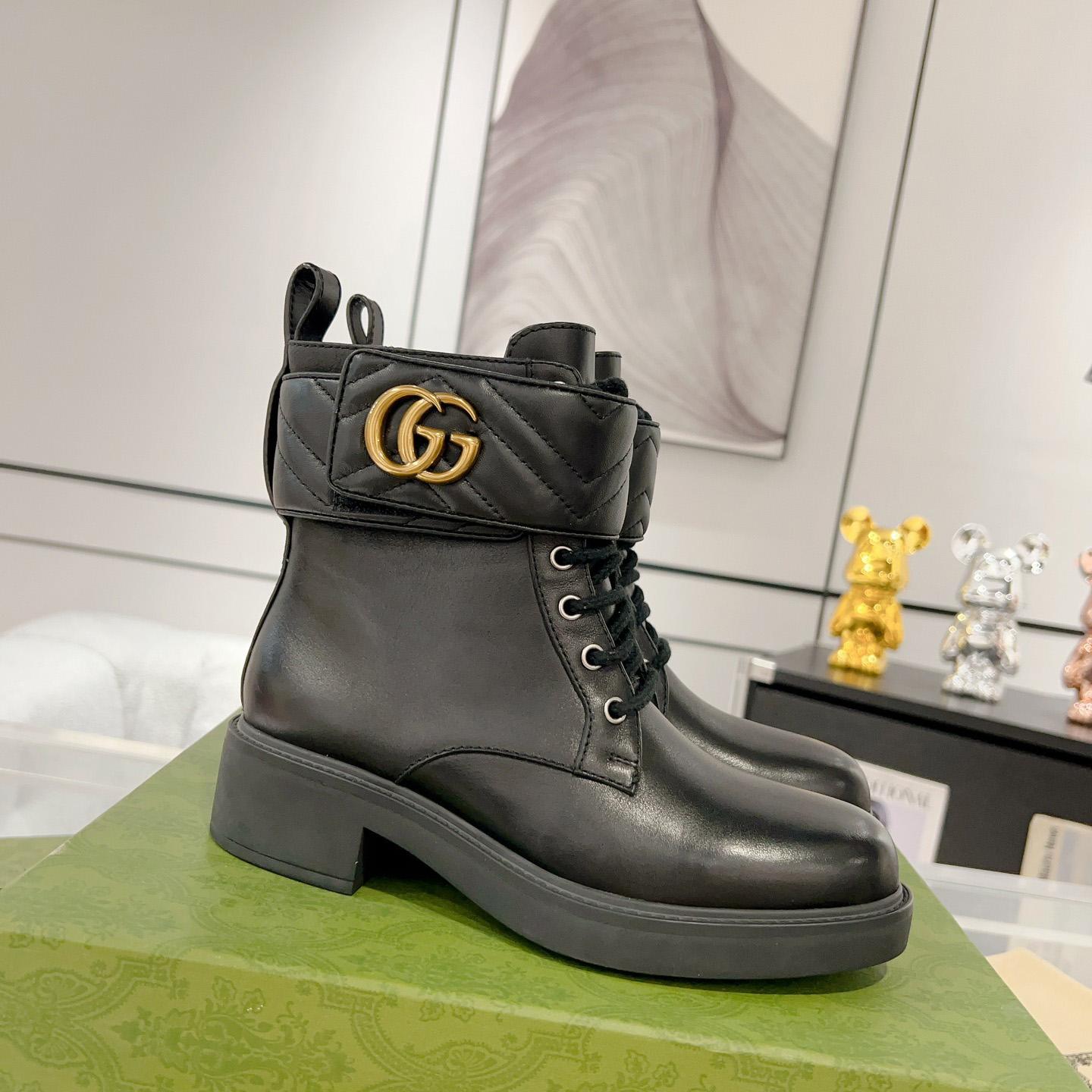 Gucci Marmont Logo-embellished Leather Ankle Boots  - DopestKickz
