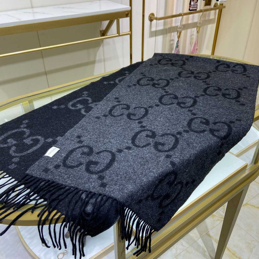 Gucci GG Cashmere Jacquard Scarf - DopestKickz