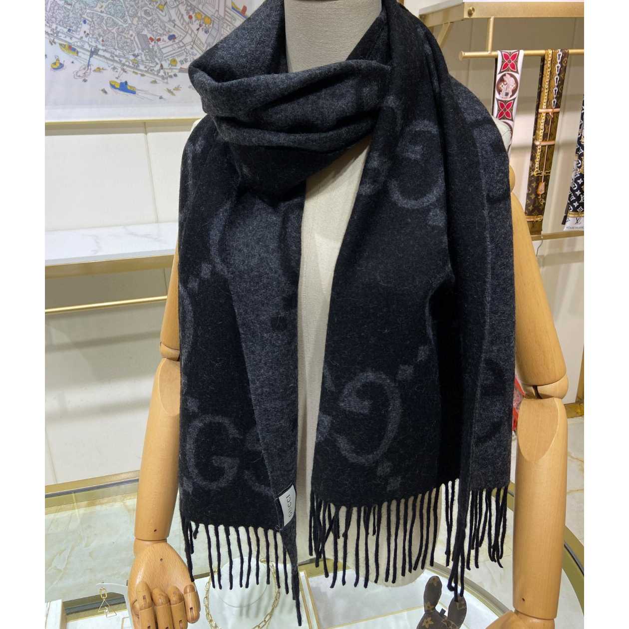Gucci GG Cashmere Jacquard Scarf - DopestKickz