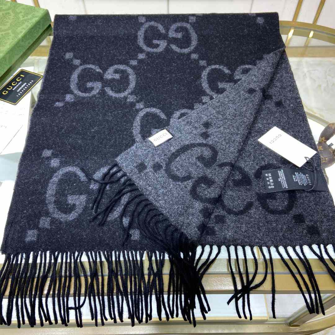 Gucci GG Cashmere Jacquard Scarf - DopestKickz