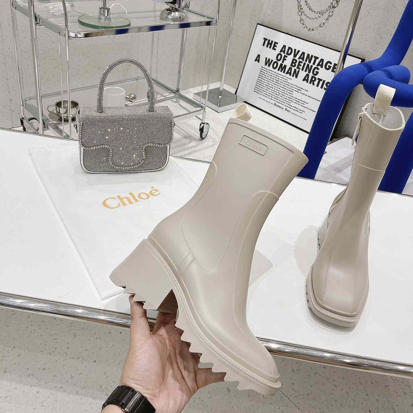 Chloe Debossed-logo Chunky Boots - DopestKickz