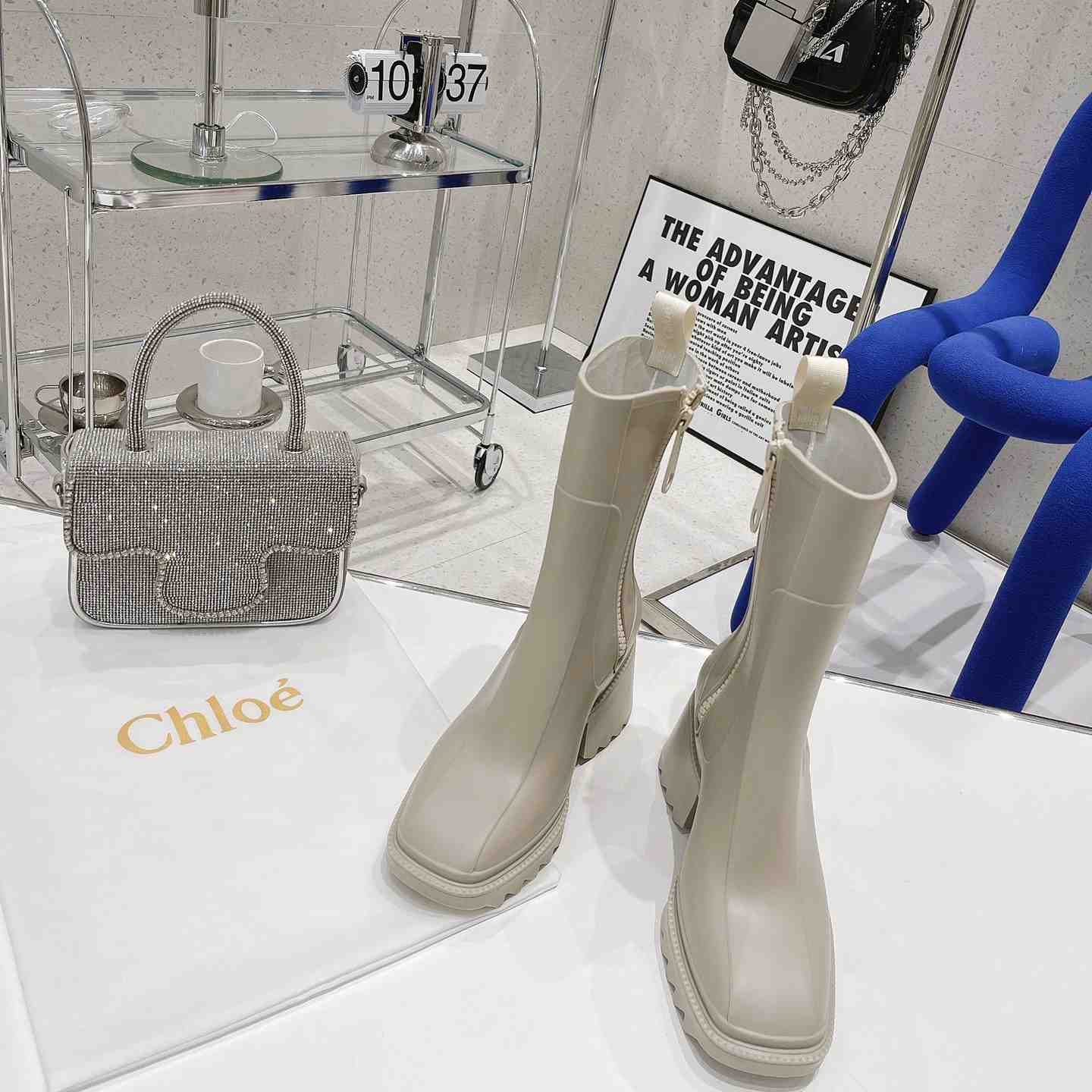 Chloe Debossed-logo Chunky Boots - DopestKickz