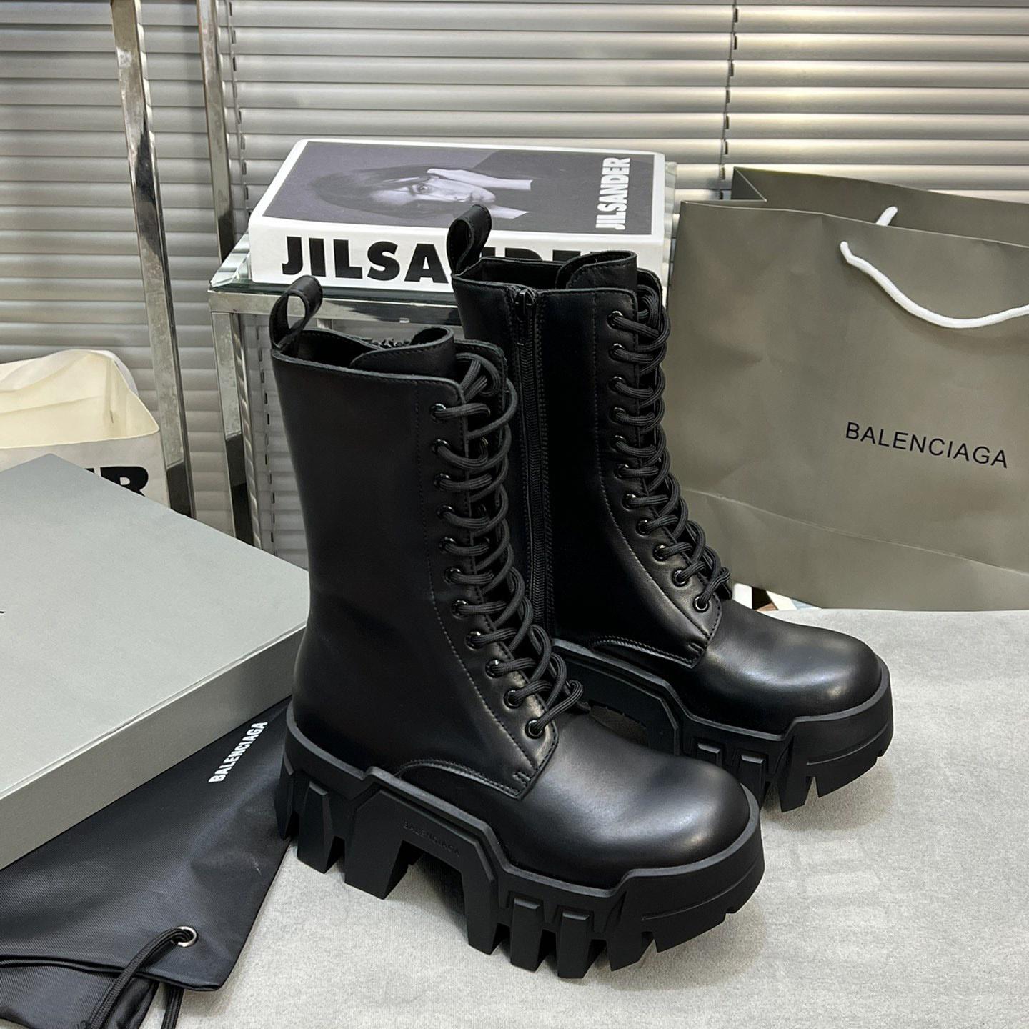 Balenciaga Bulldozer Lace-Up Boot In Black - DopestKickz