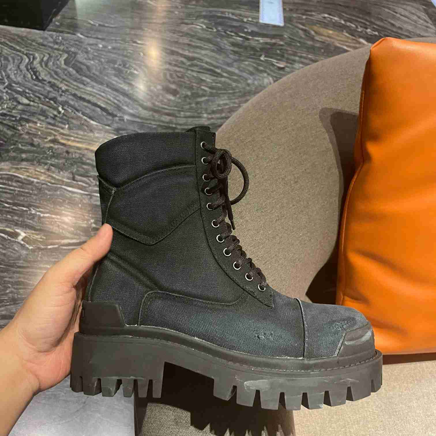 Balenciaga Worn-effect Combat Boots - DopestKickz