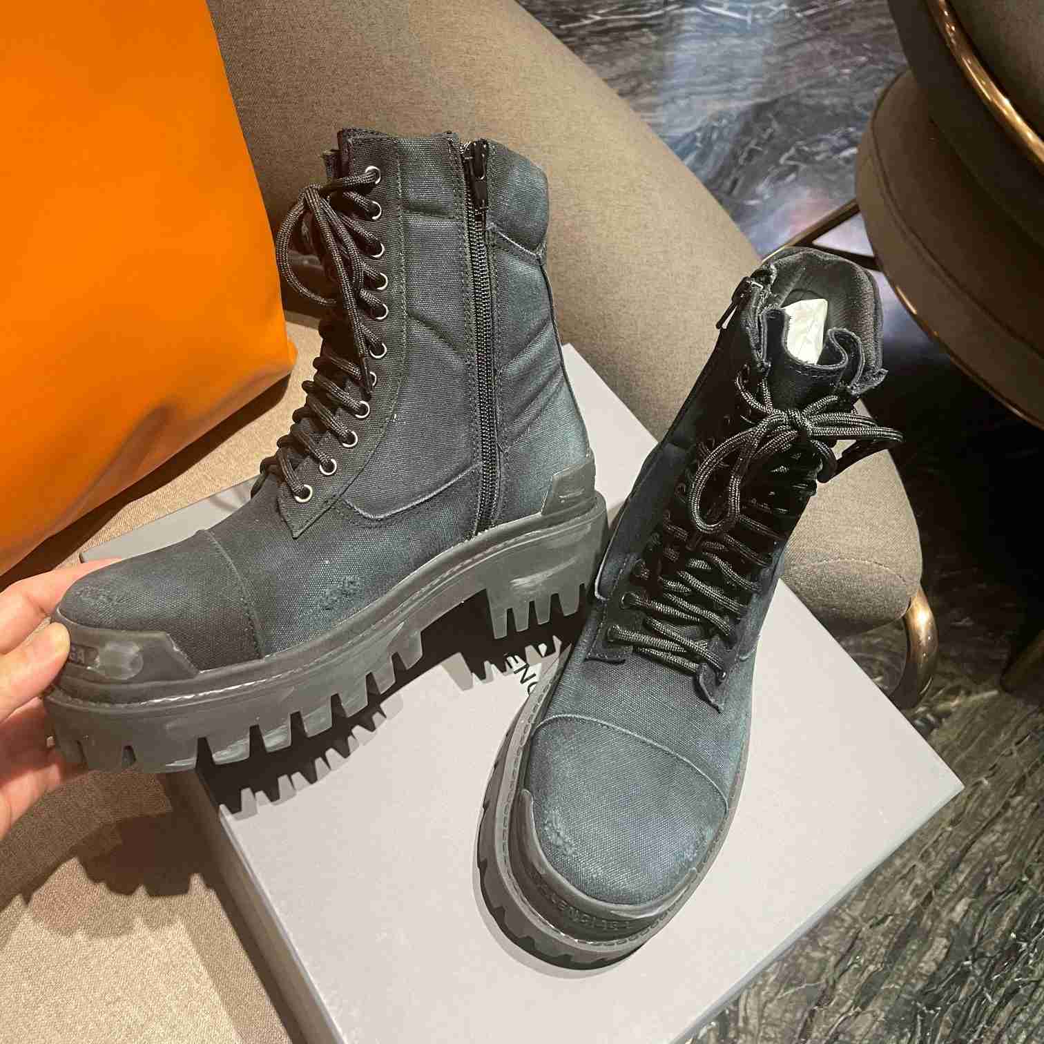 Balenciaga Worn-effect Combat Boots - DopestKickz